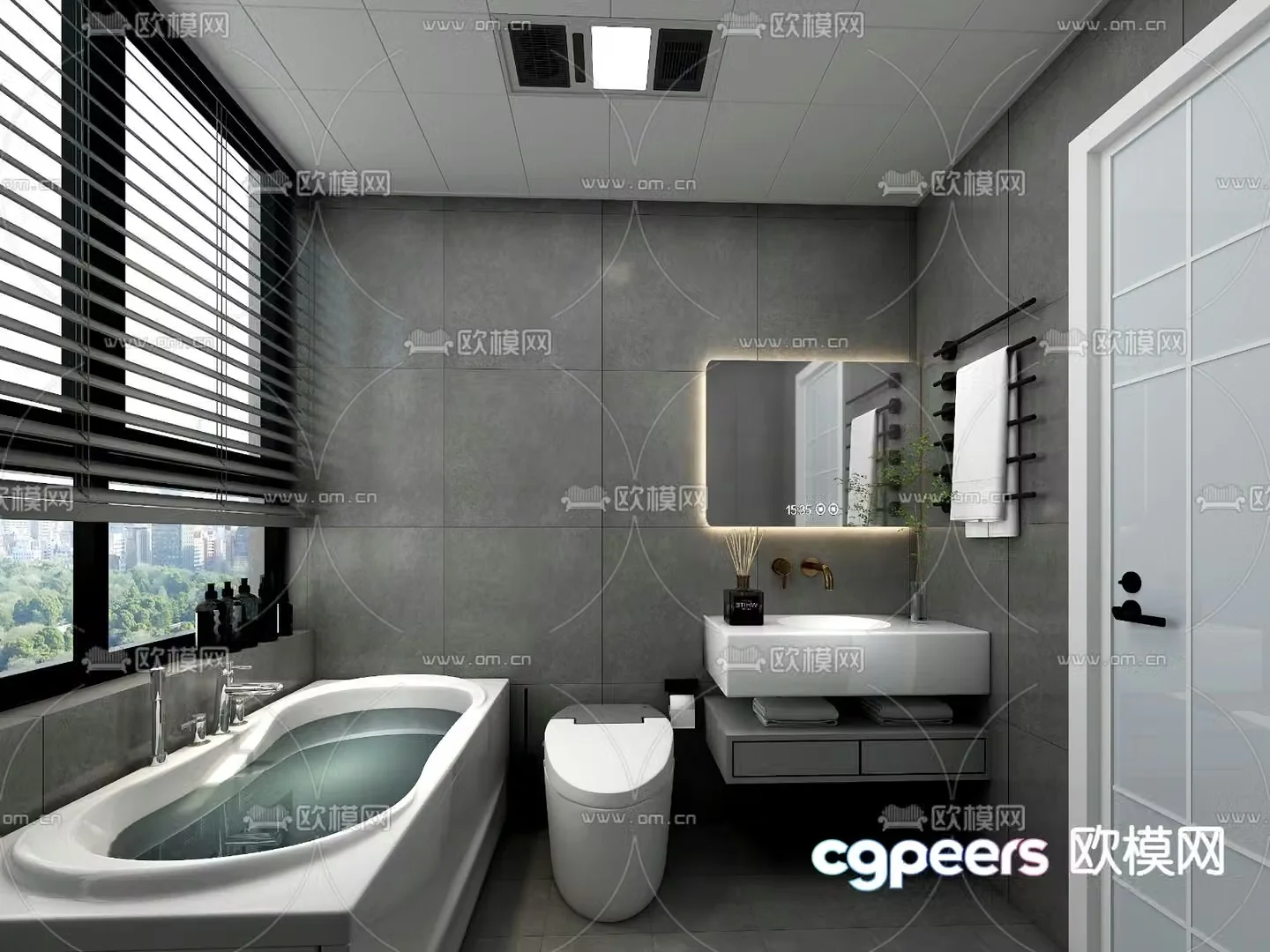 Advanced gray bathroom 3d model