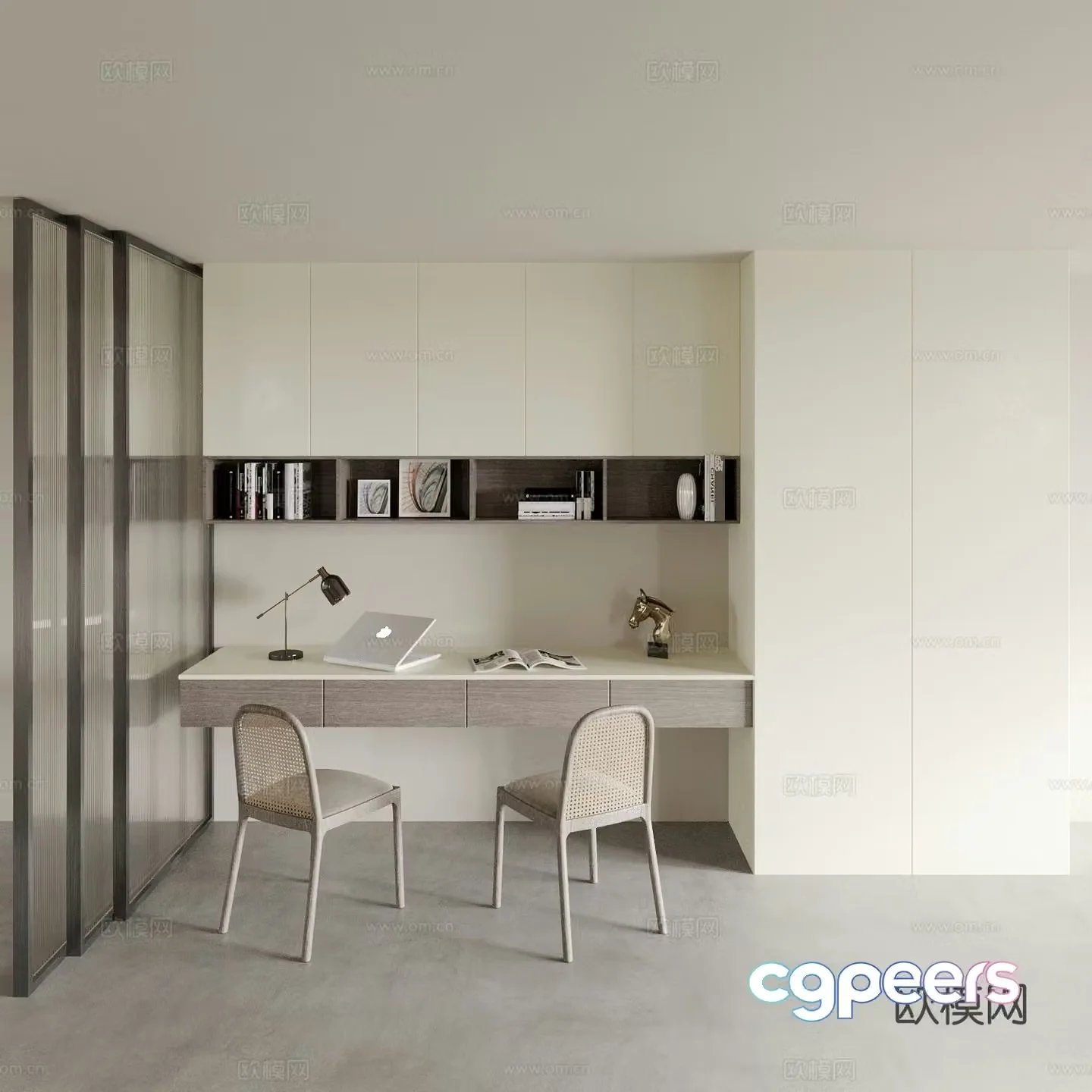 Modern desk writing desk computer desk 3d model