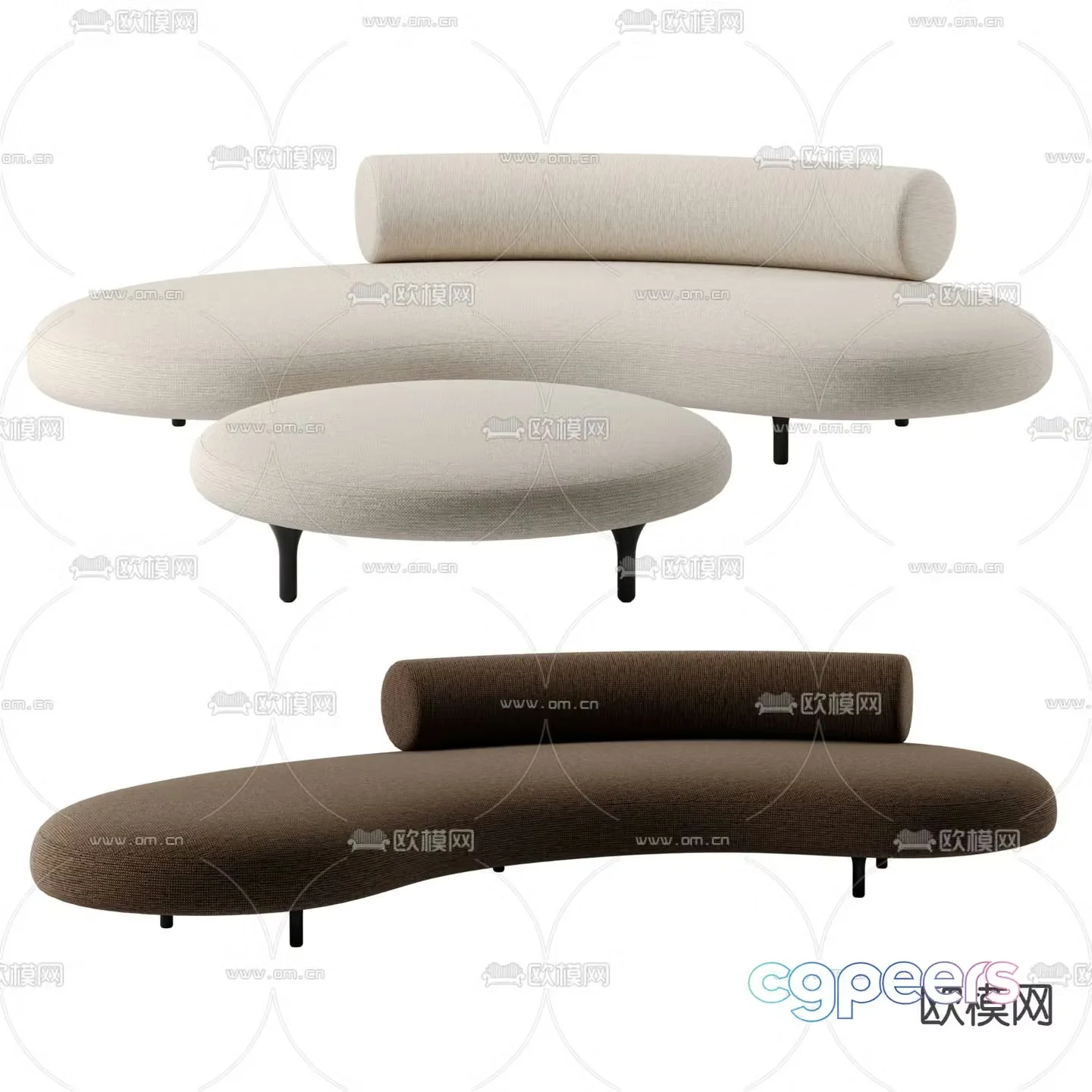 De Padova special shaped sofa curved sofa 3d model