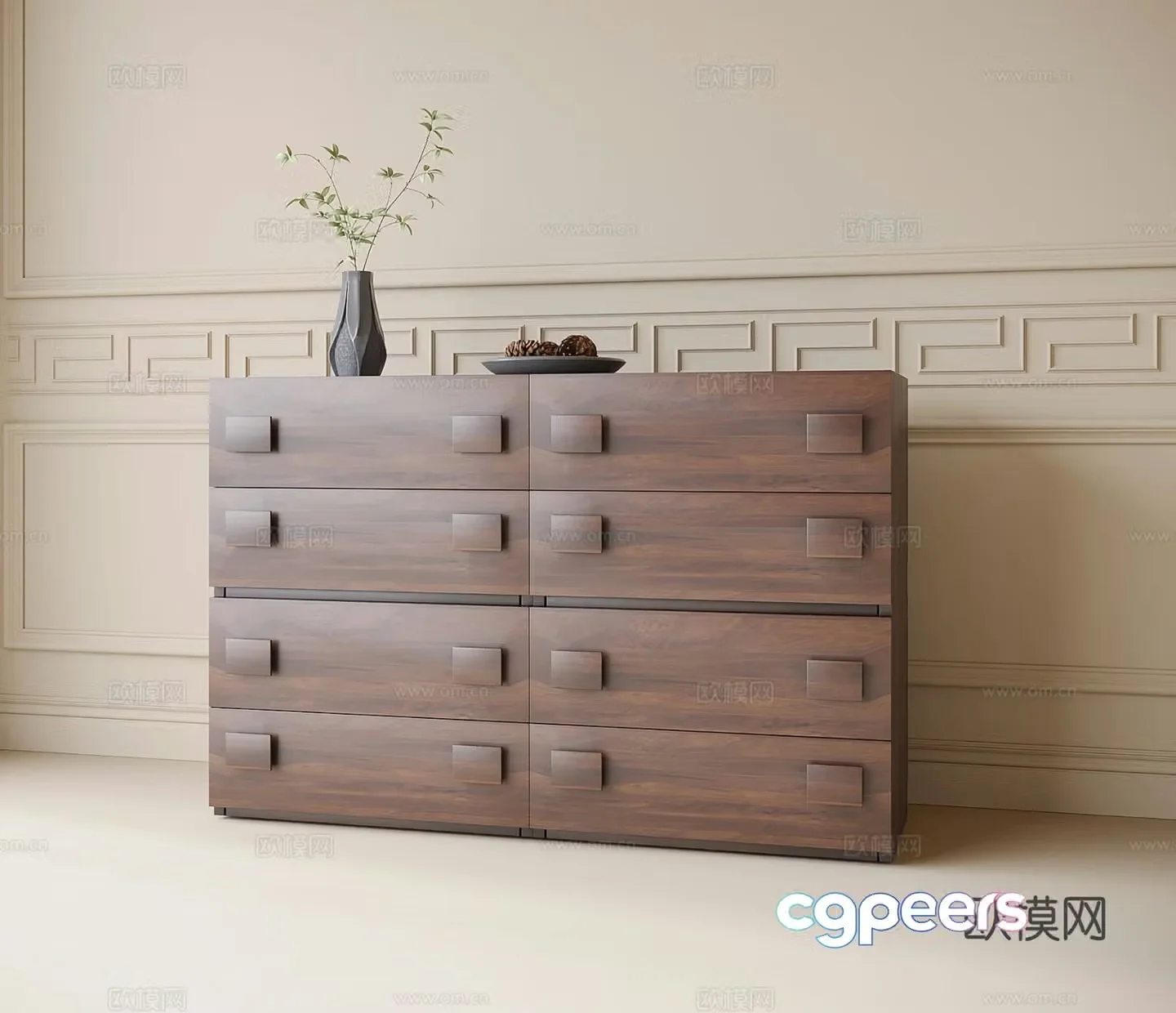 Medieval style chest of drawers 3D model