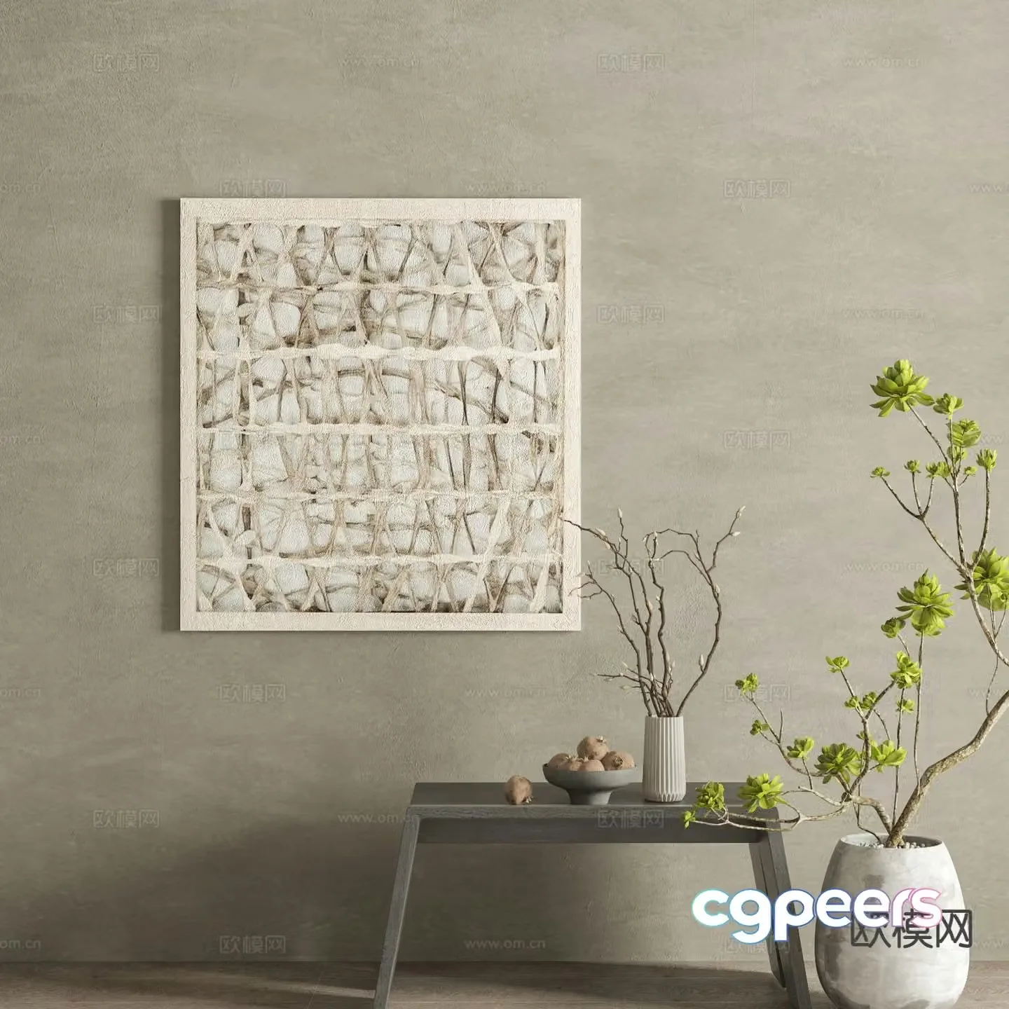Wabi-sabi art painting texture painting decorative painting 3d model
