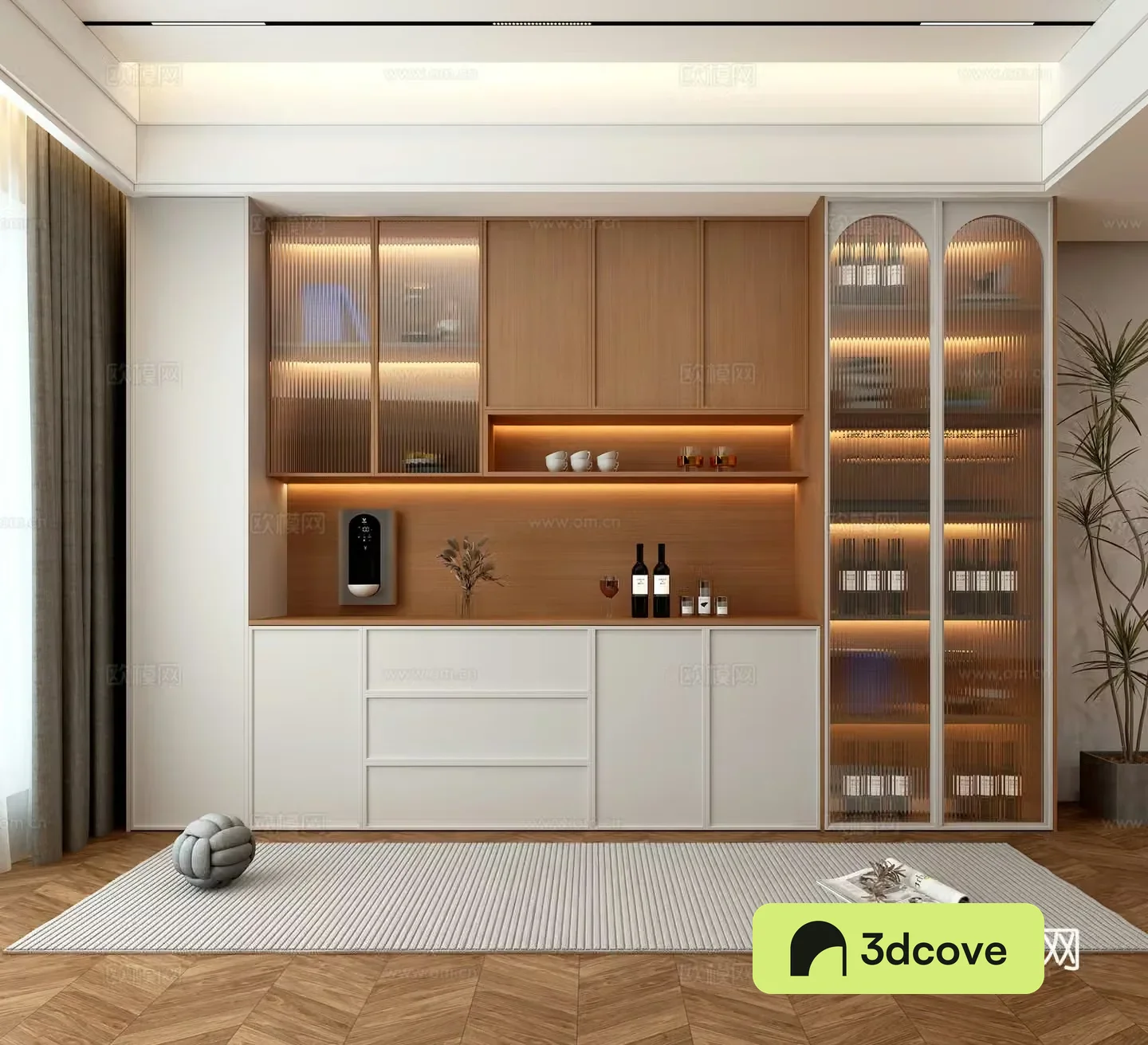 Modern medieval sideboard Modern medieval style wine cabinet Semi-open wine cabinet
