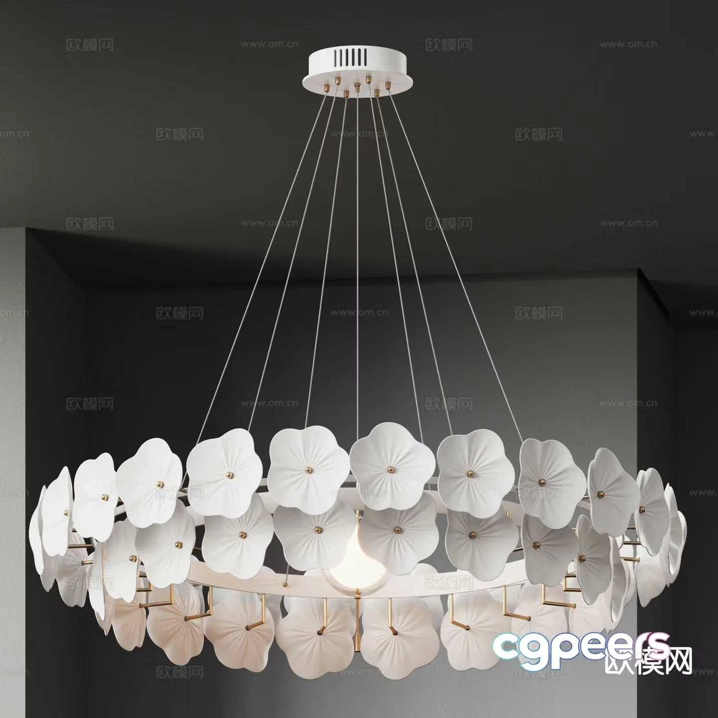 Creative chandelier petal chandelier 3d model