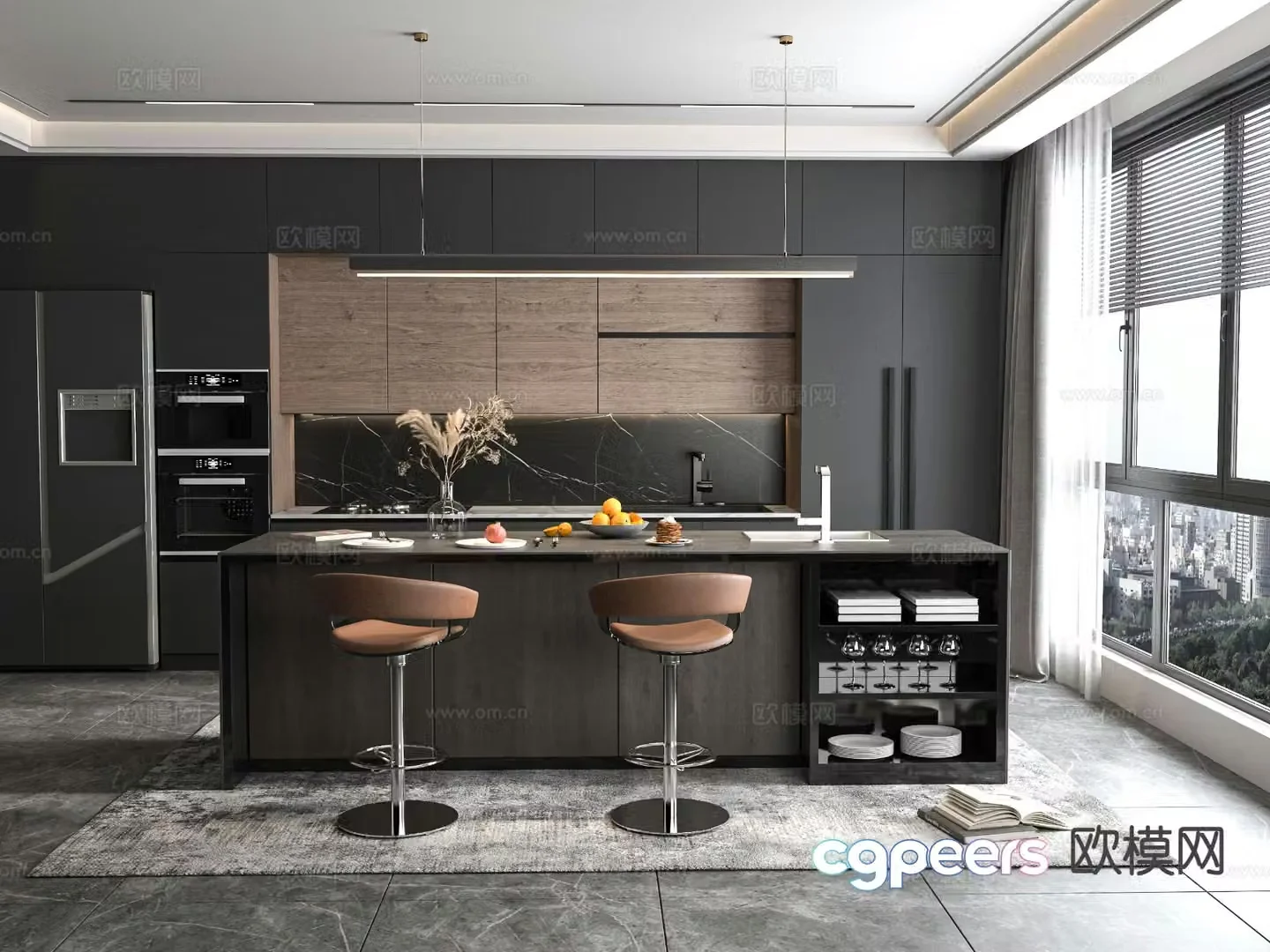 Dark fume cabinet Middle Island 3D model