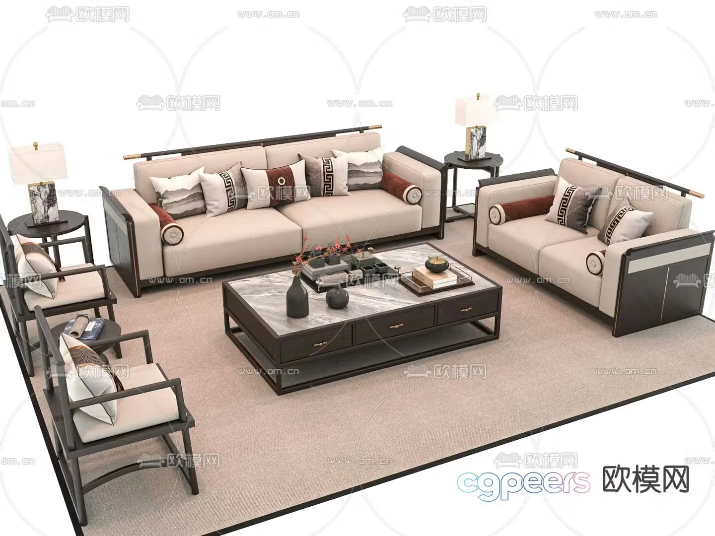 New Chinese style sofa set 3d model