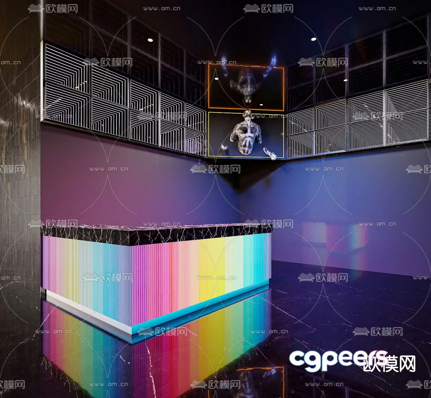 Cyberpunk reception desk 3d model