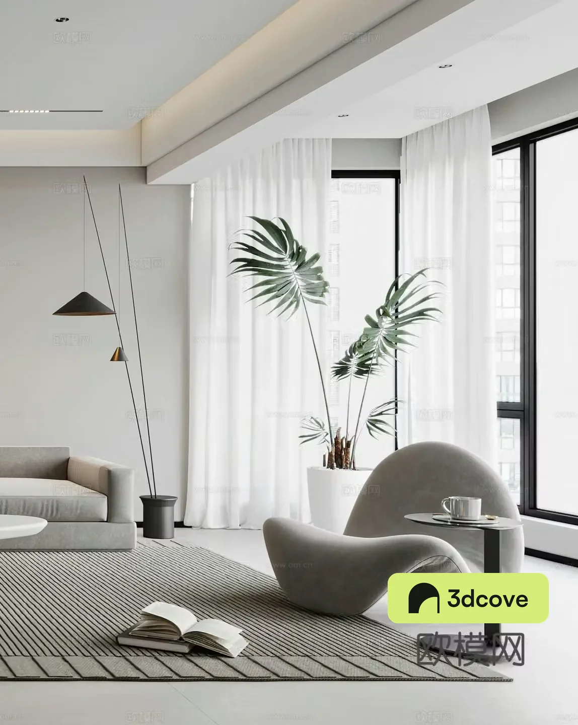 Modern leisure chair Simple floor lamp Side table corner table Single chair G566