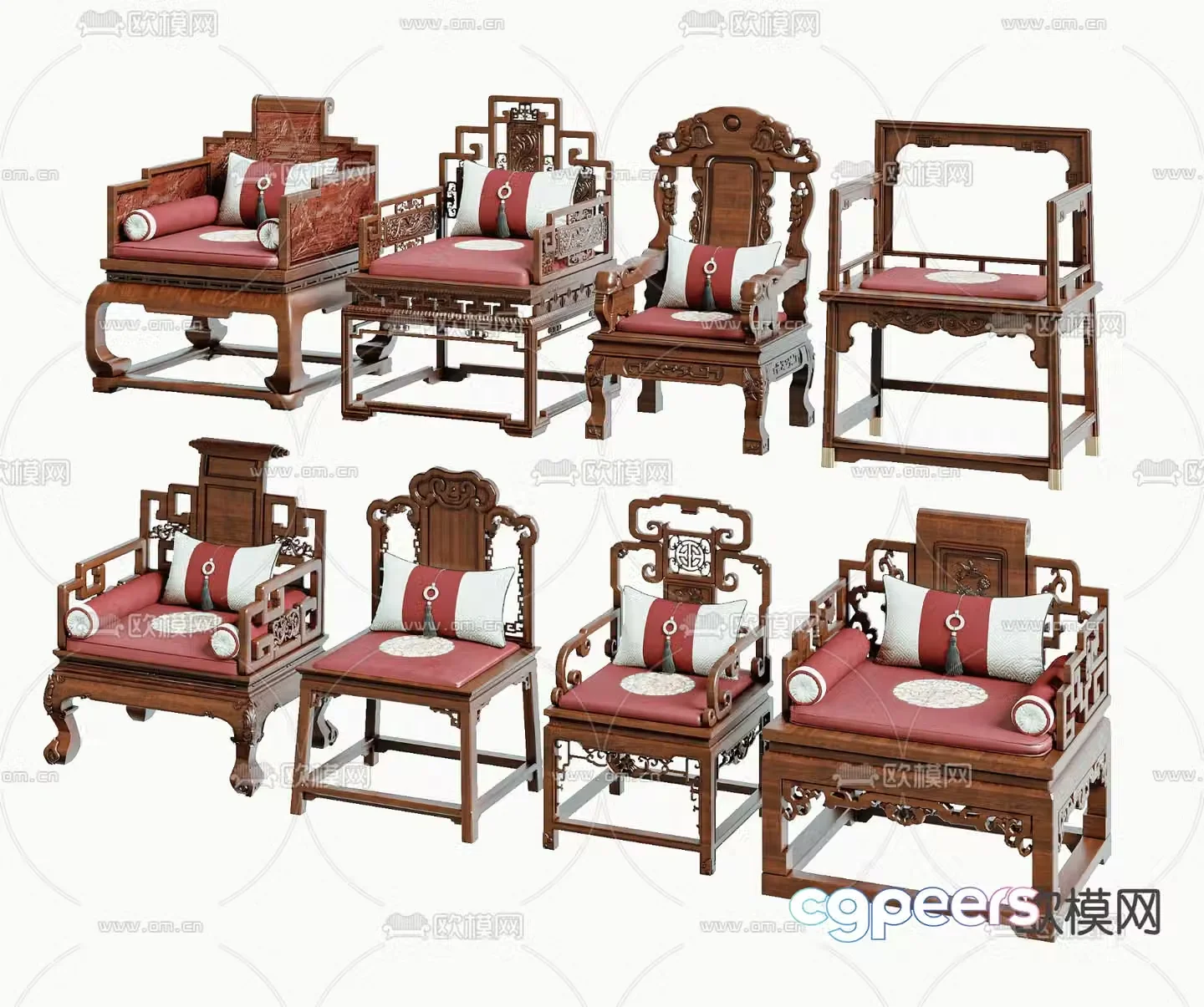 New Chinese style chair Taishi chair 3d model
