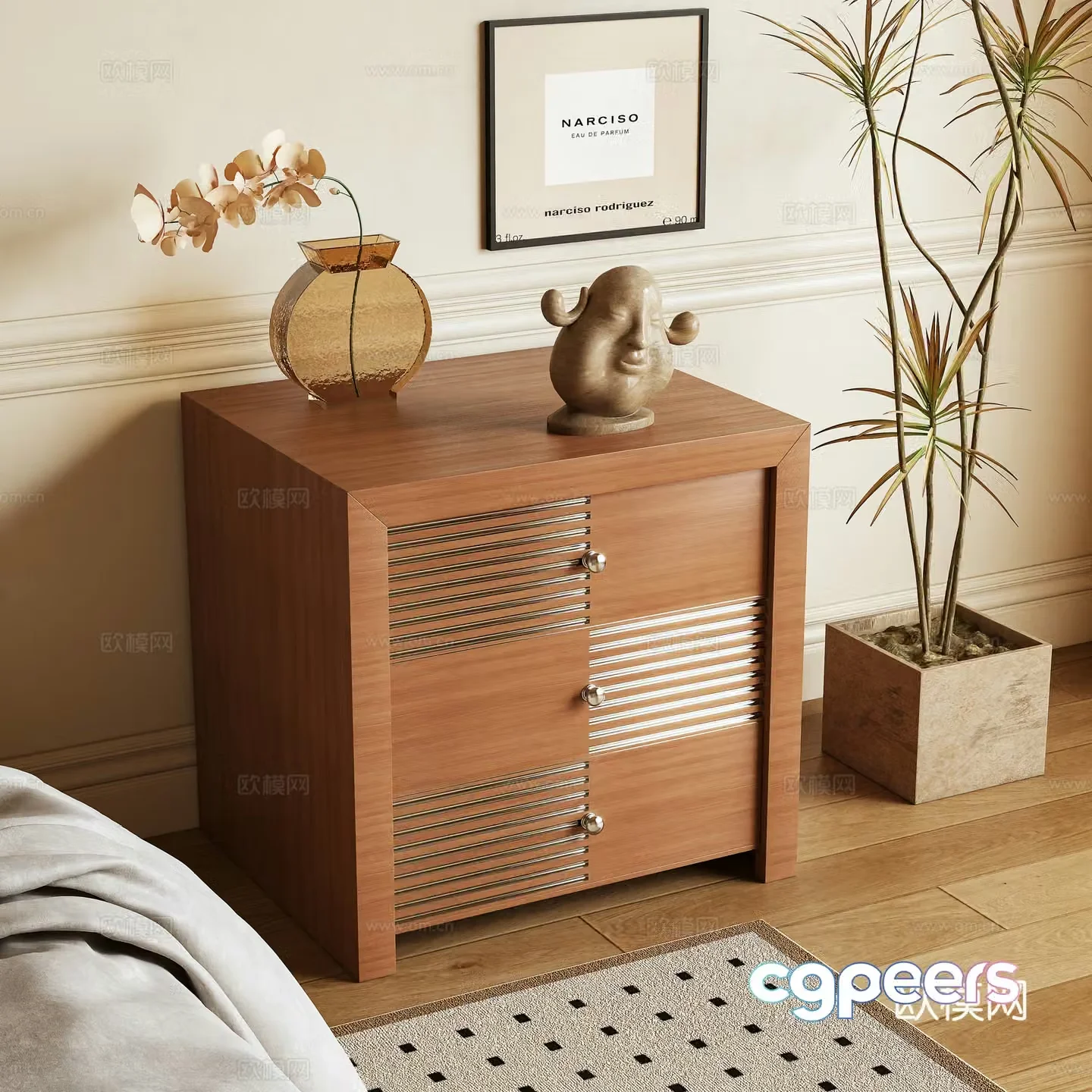 Log wind bedside table 3d model