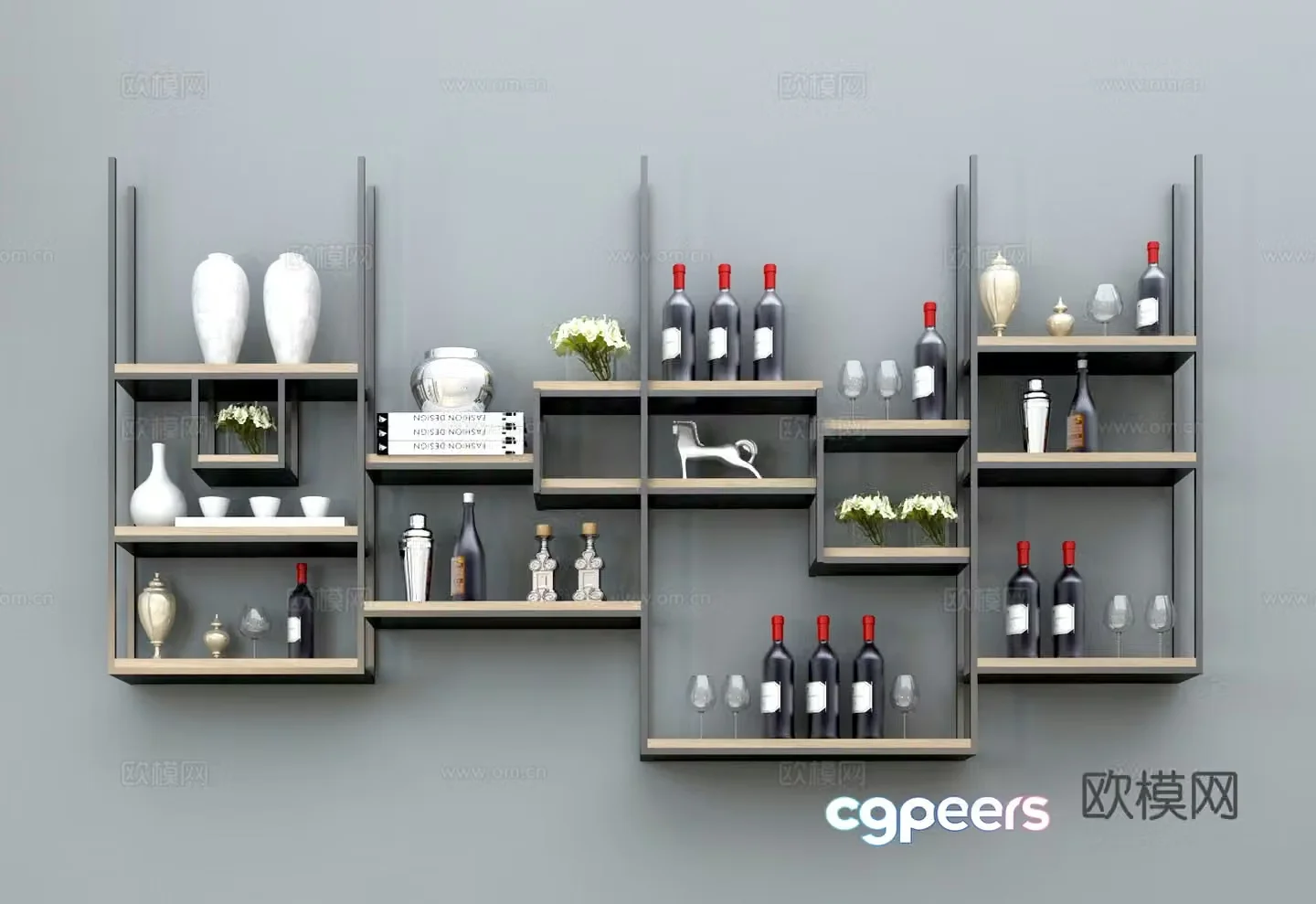 Modern wine rack decorative wine rack 3d model
