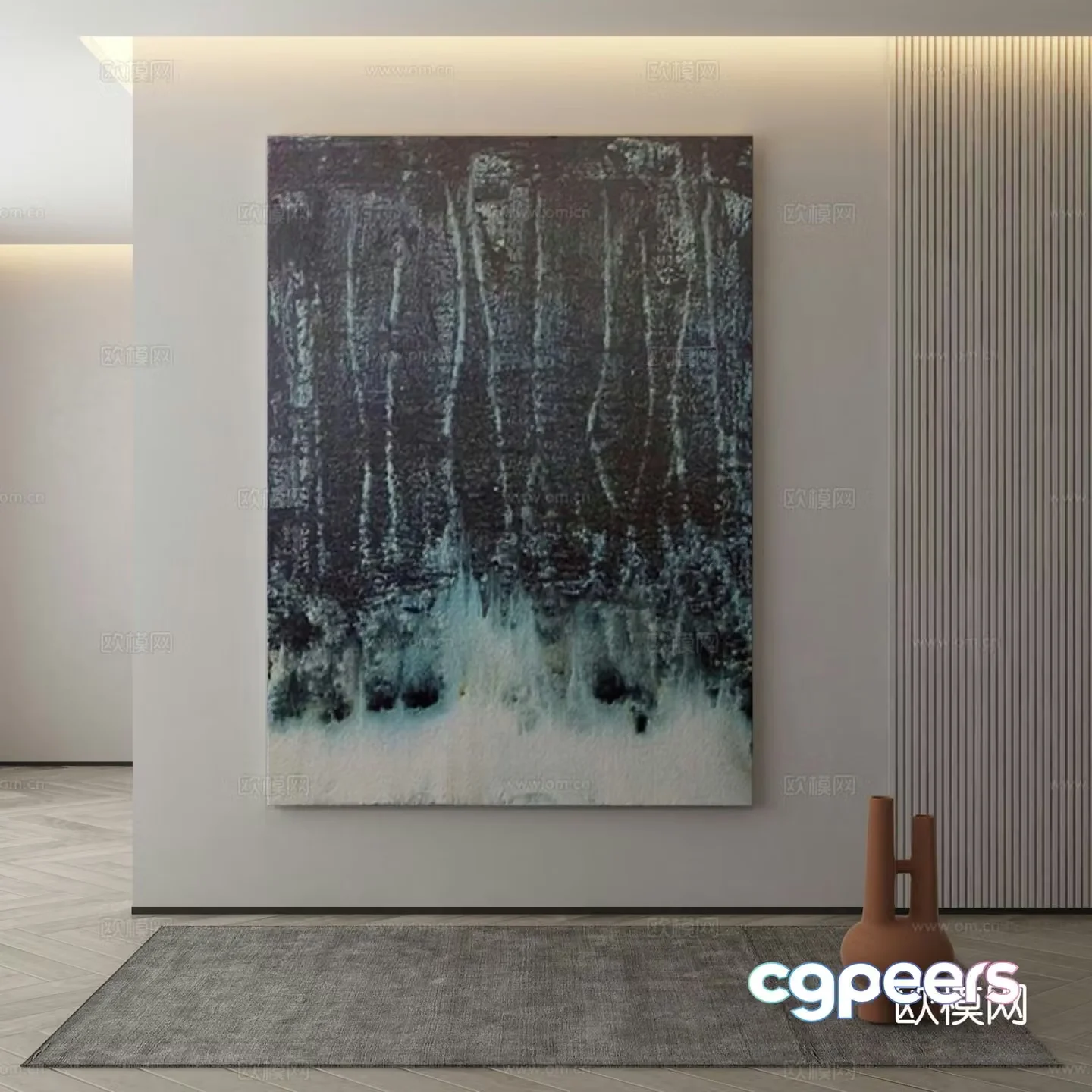 Modern decorative painting dark hanging painting 3d model