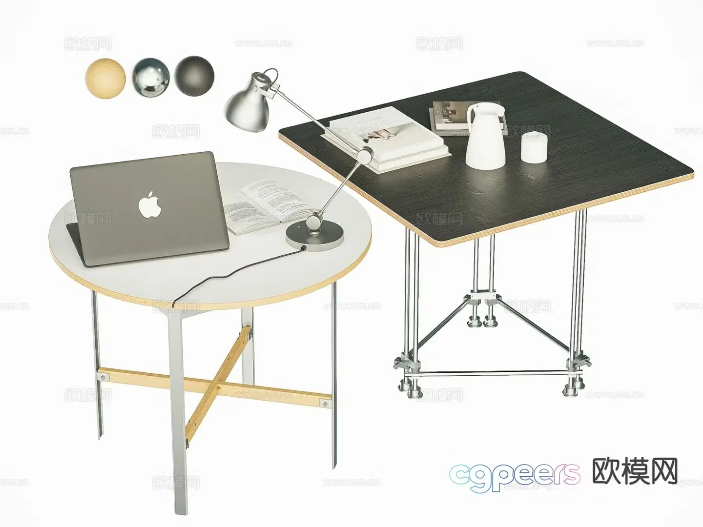 Cross optical axis dining table square table round table 3d model