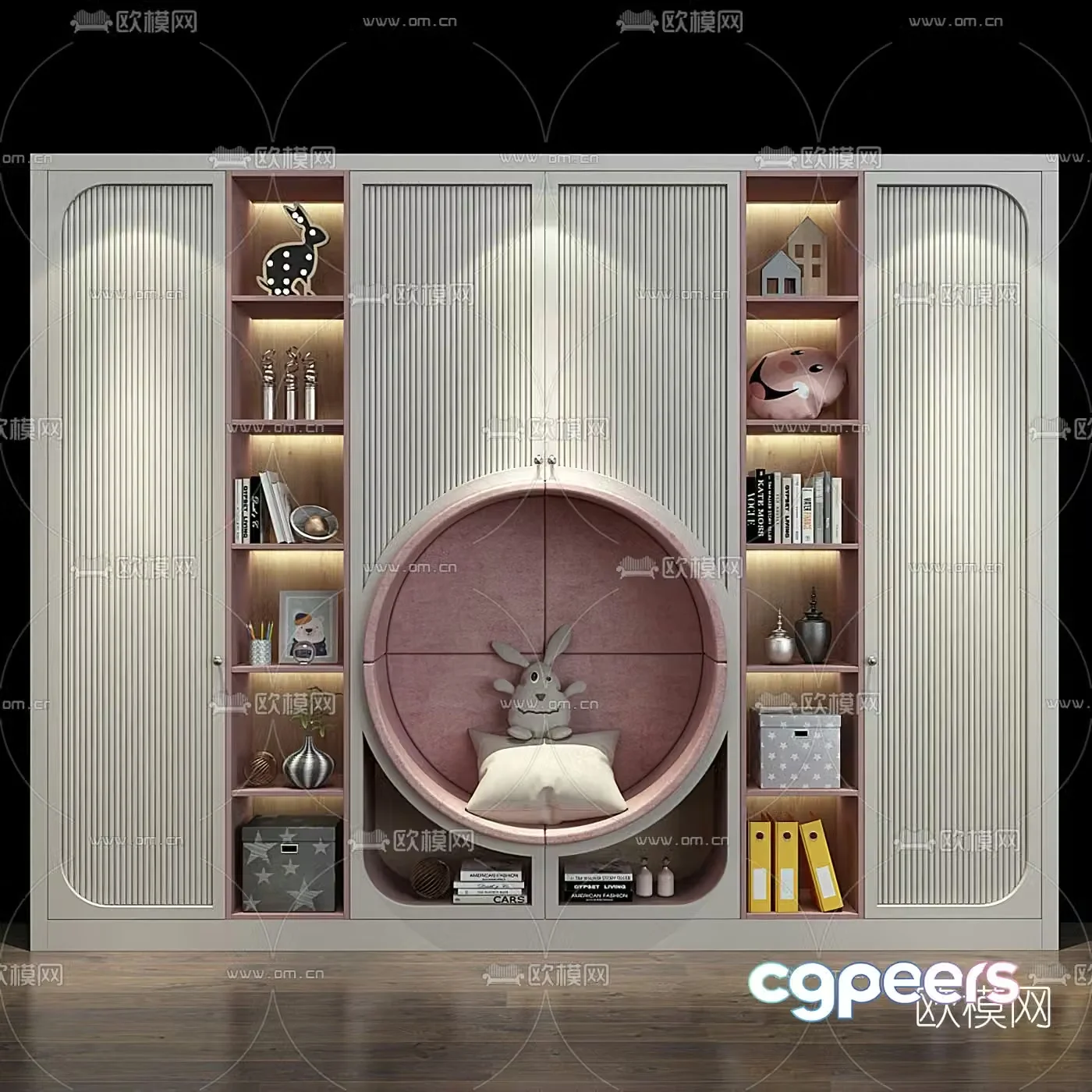 Nordic children’s bookcase decorative cabinet 3d model
