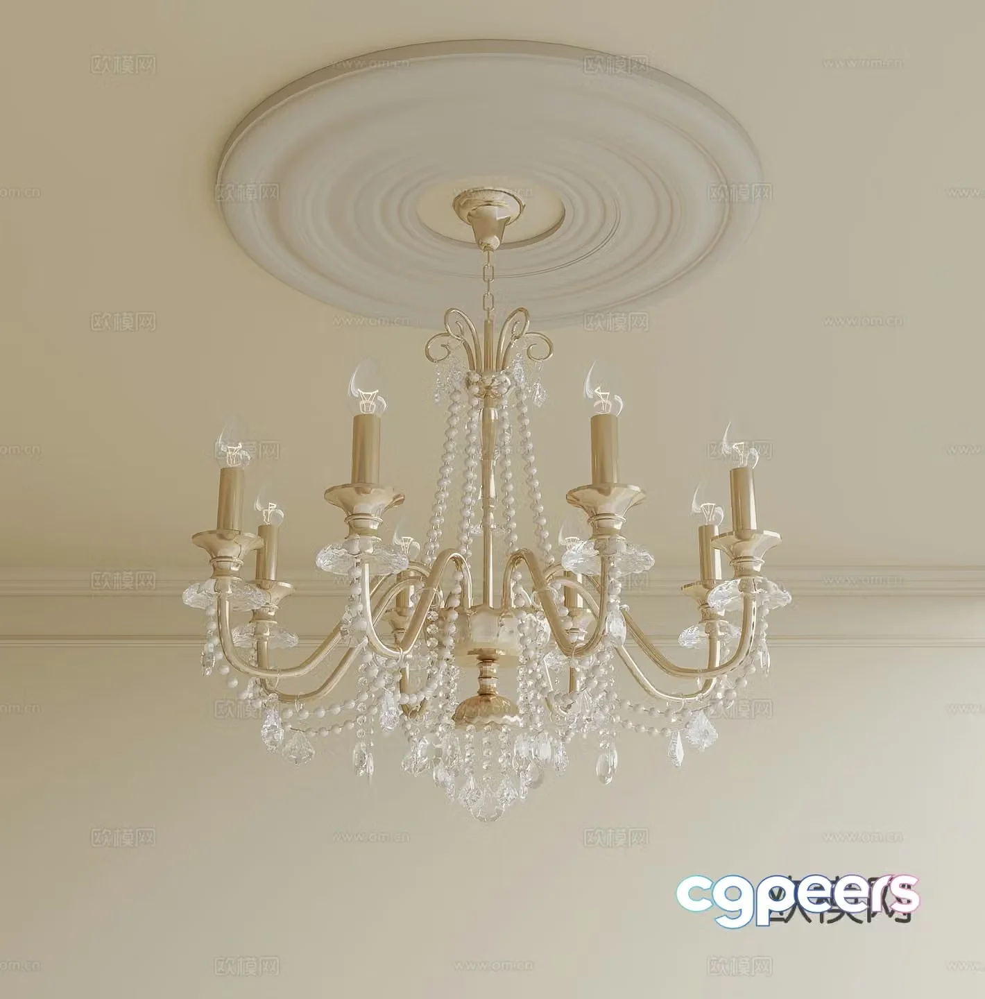 Chandelier French Cream Chandelier 3d Model