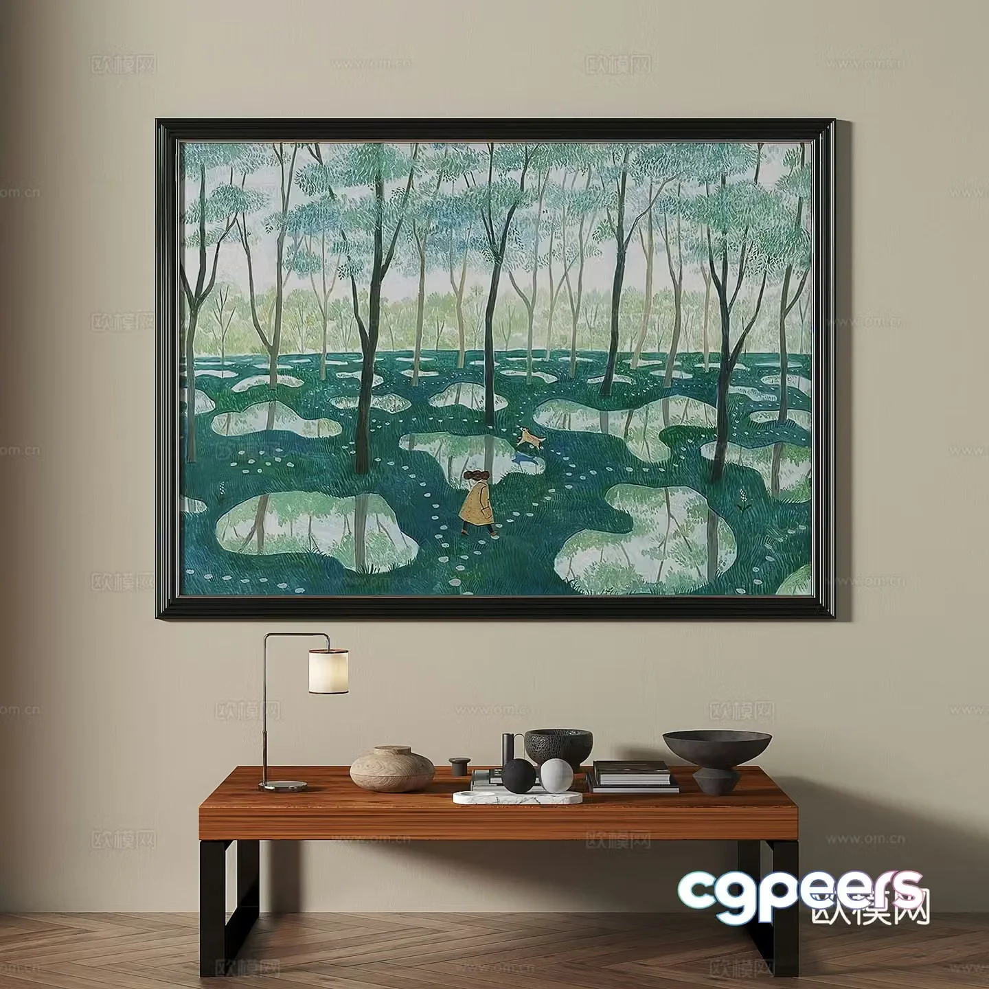 Modern retro medieval decorative painting 3d model