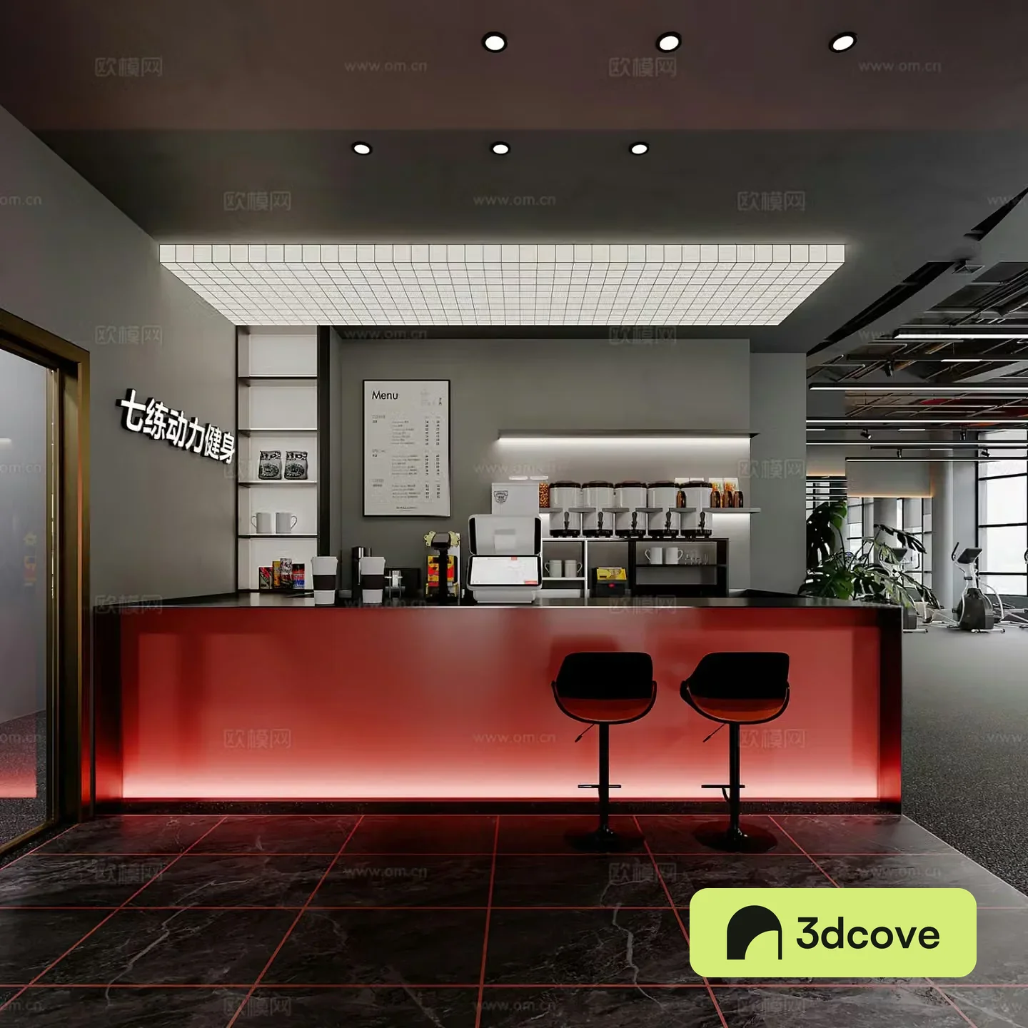Modern water bar front desk cashier bartender bar industrial style cafe