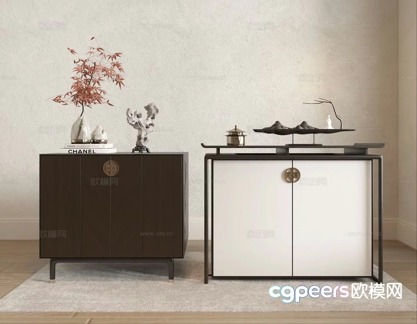 New Chinese style bedside table 3d model