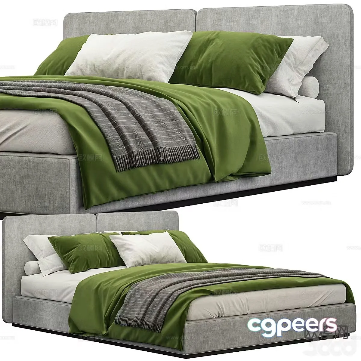 Modern double bed 3d model
