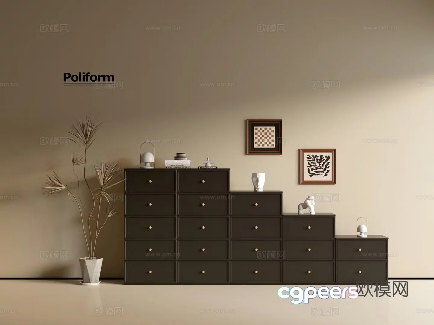 Modern black cabinet ins wind side cabinet chest cabinet low cabinet whole cabinet dining side cabinet balcony cabinet 3d model