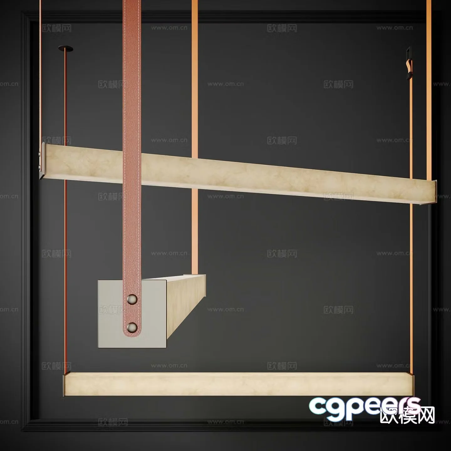 Italian long chandelier 3d model