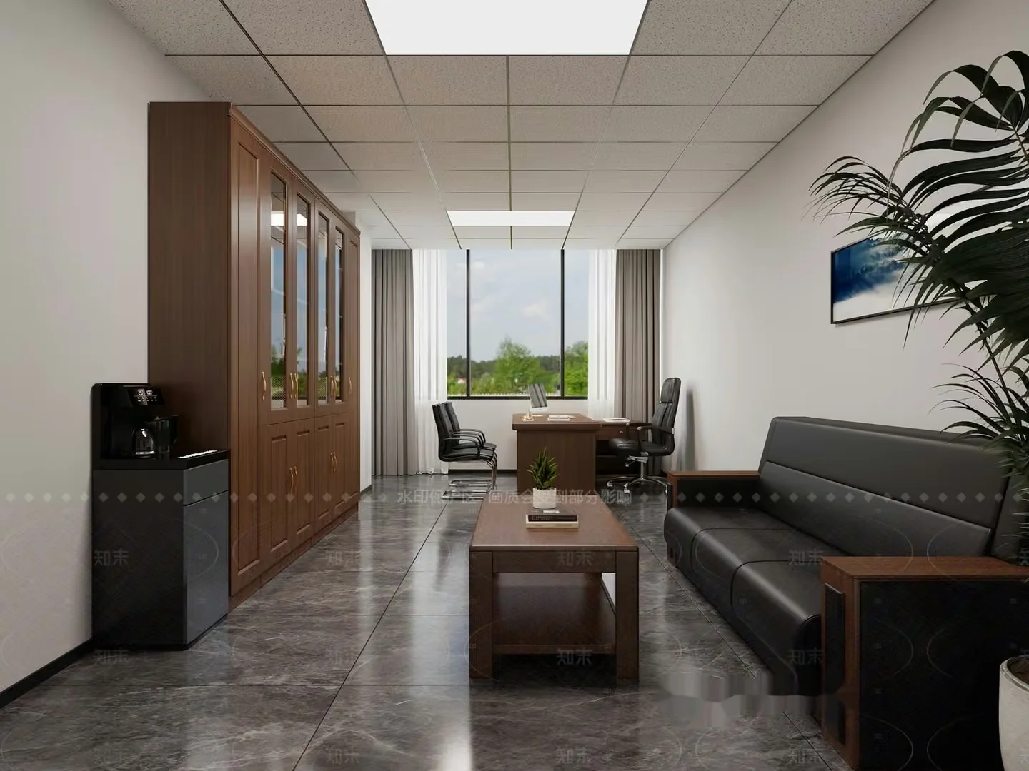 Modern Office Space 3D Model – 21136 – VRAY Render