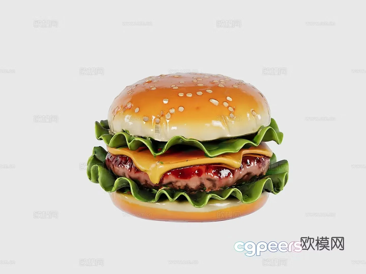Waterfall cheeseburger 3d model