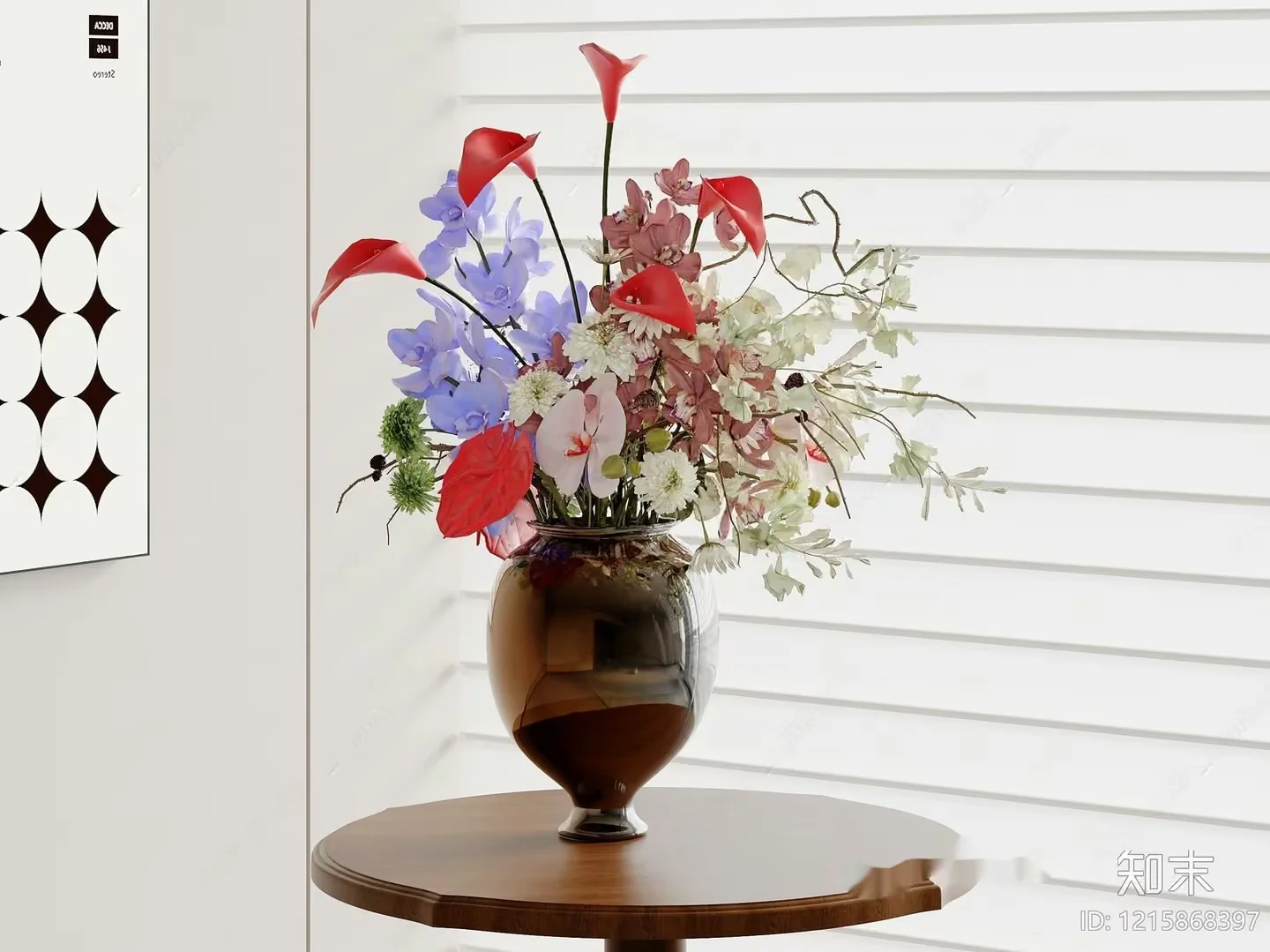 A Vase Of Flowers On A Table 3D Model – 11958 – VRAY Render