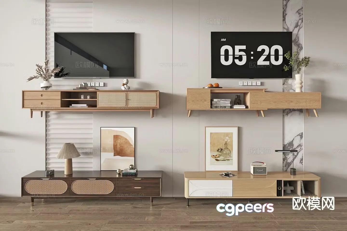 Wabi-sabi style TV cabinet 3d model