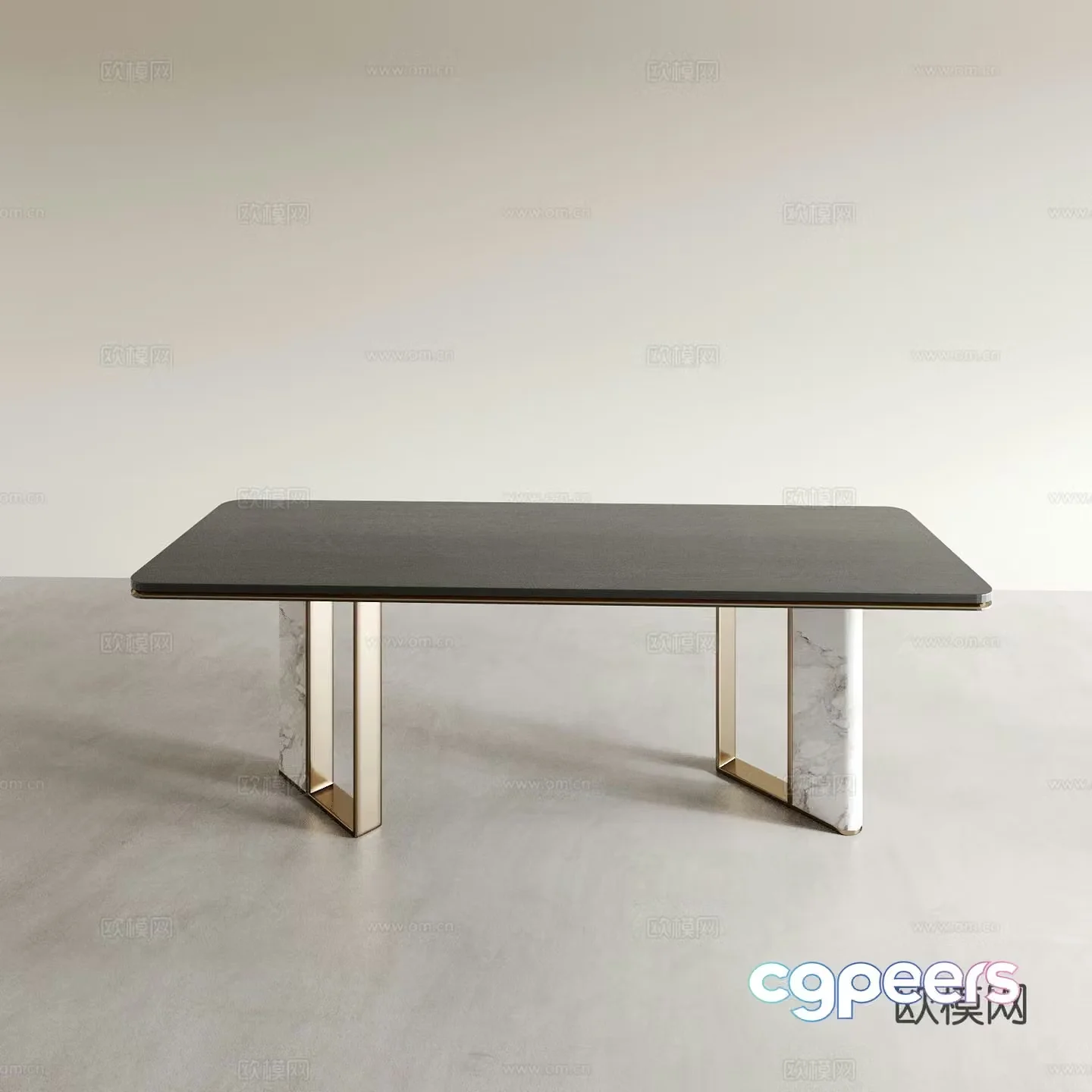 Minimalist dining table bar-shaped dining table 3D model