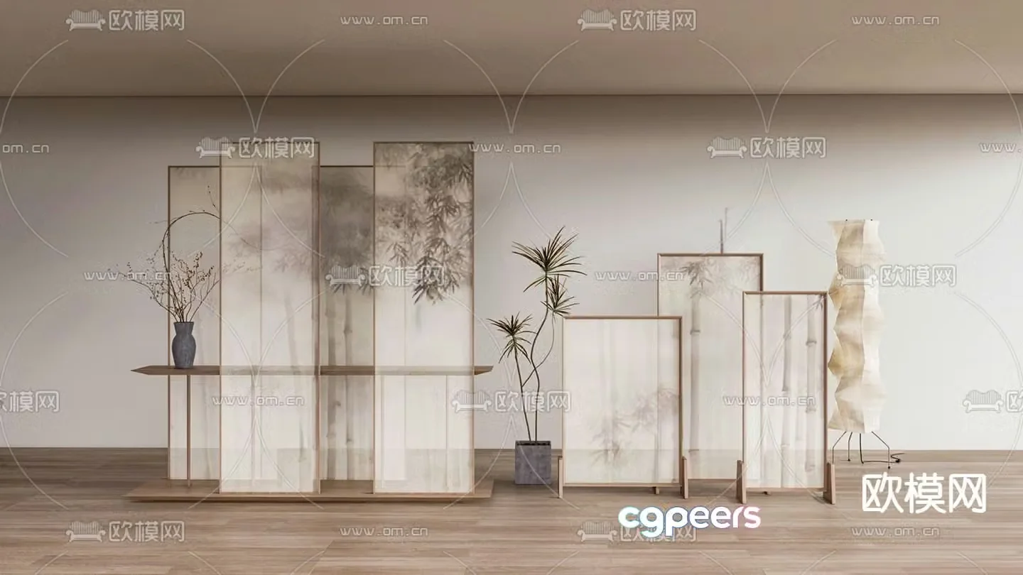 Bamboo screen zen screen insert screen 3d model