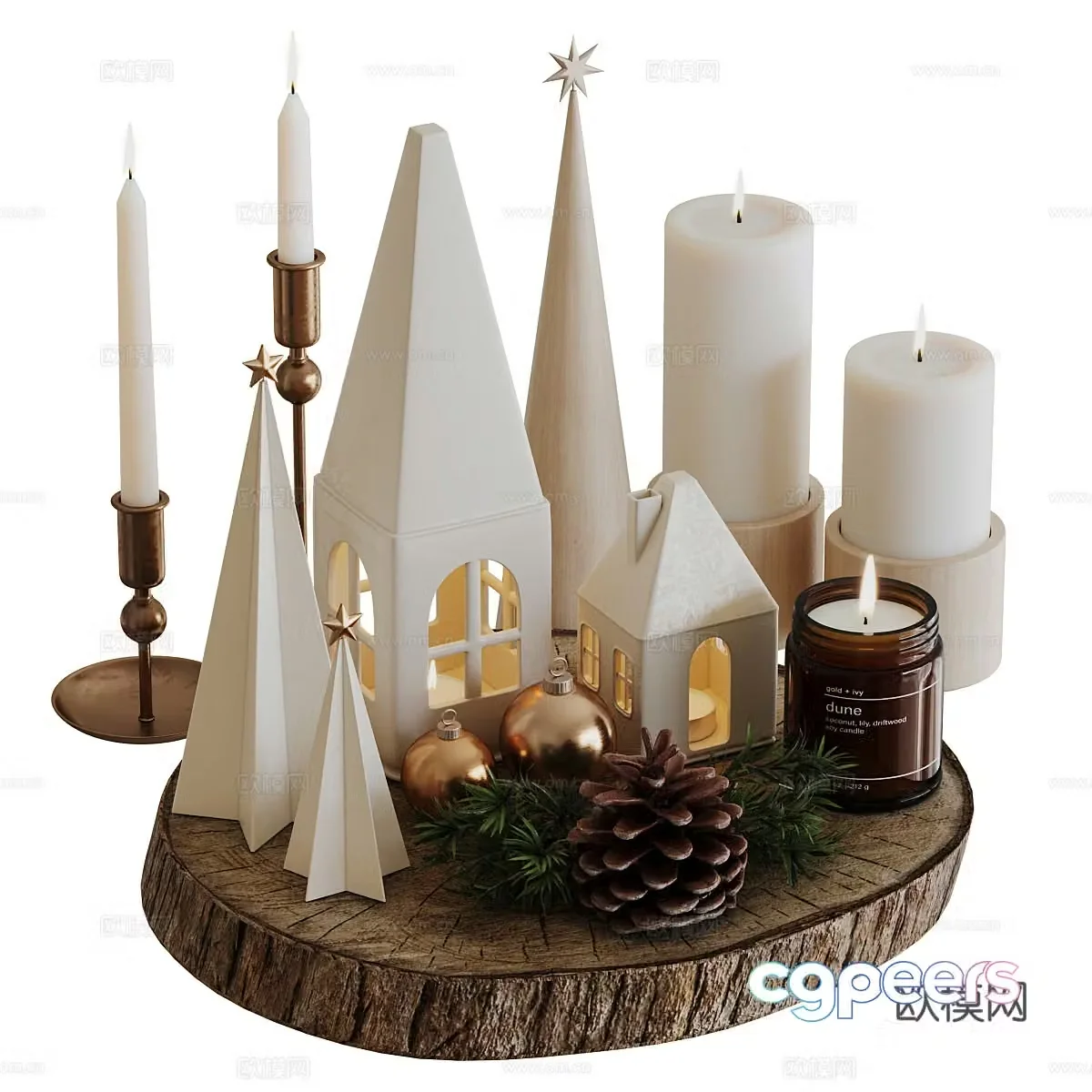 Candle Candlestick Christmas Ornaments 3d Model