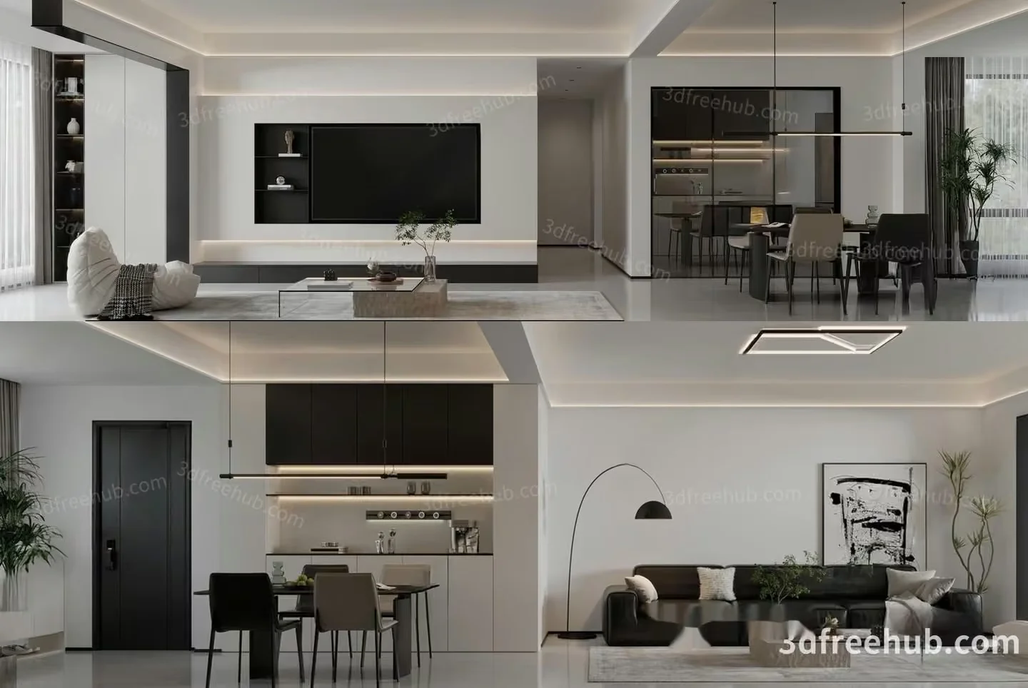 Modern Living Room 3D Model – 1722 – CORONA Render