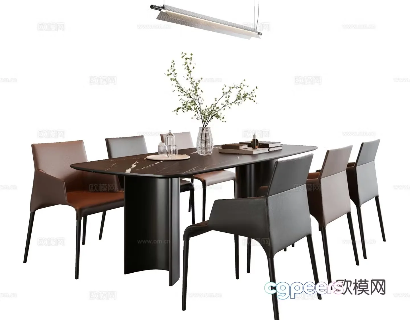 Italian dining table and chairs 3d model
