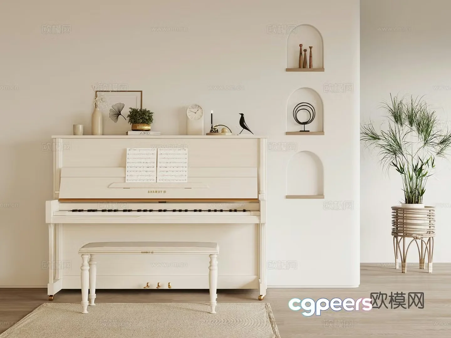 Musical instrument modern piano 3d model