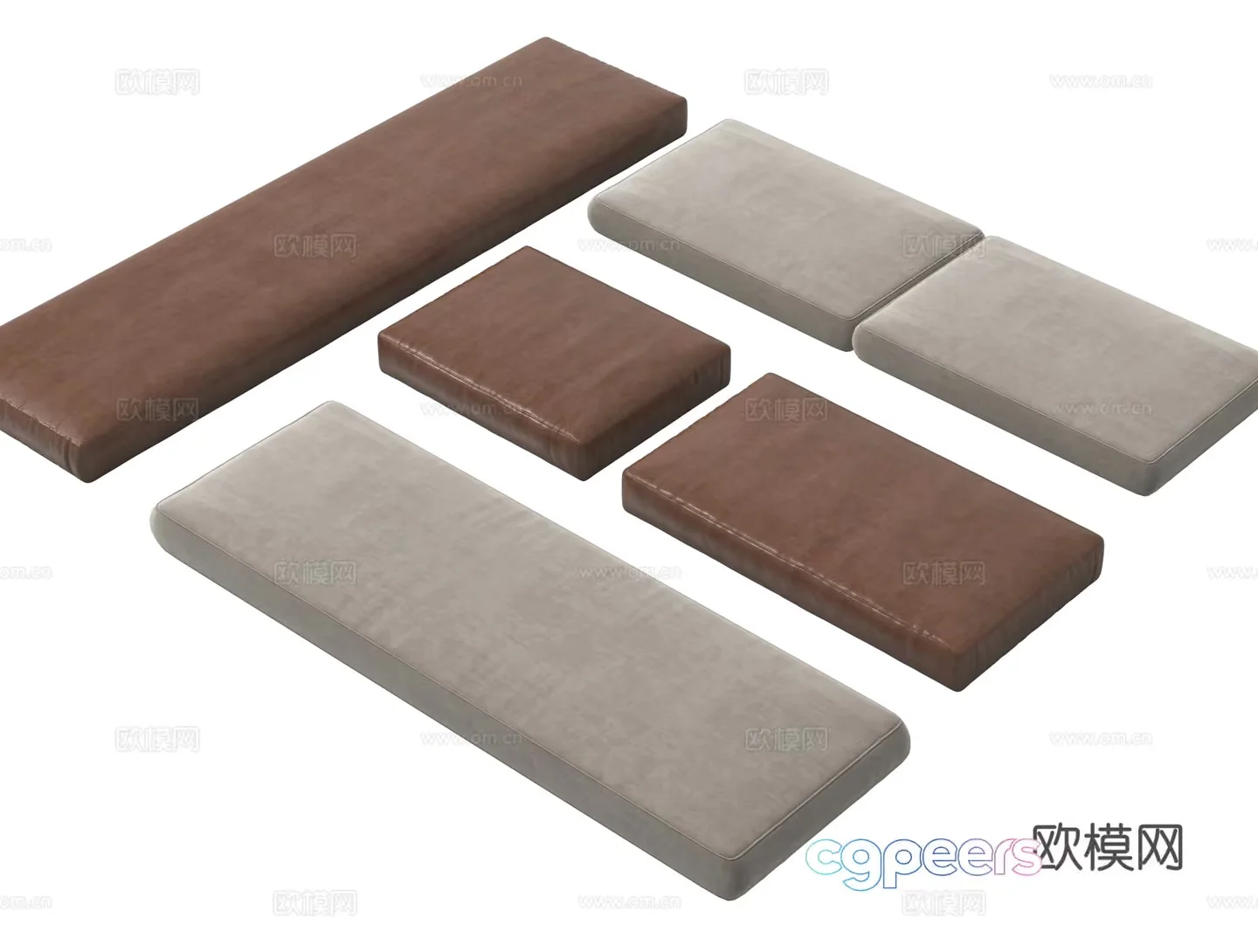 A Brown And Gray Couch 3D Model – 1264 – VRAY Render