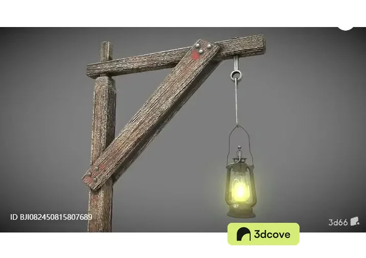 Old Wooden Beam With Lantern