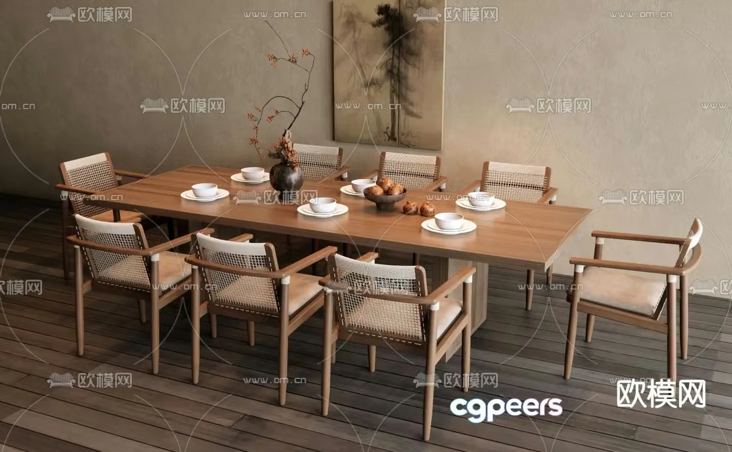 Medieval style dining table and chairs bar dining table 3D model