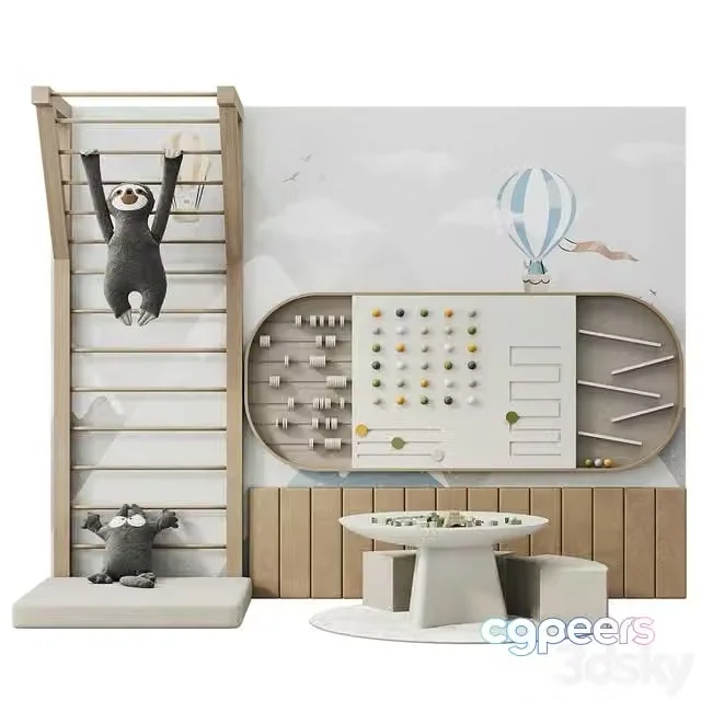 3ds Max Free – Children’s play area 09 (Ladder, toys, lego table, interactive play panel)