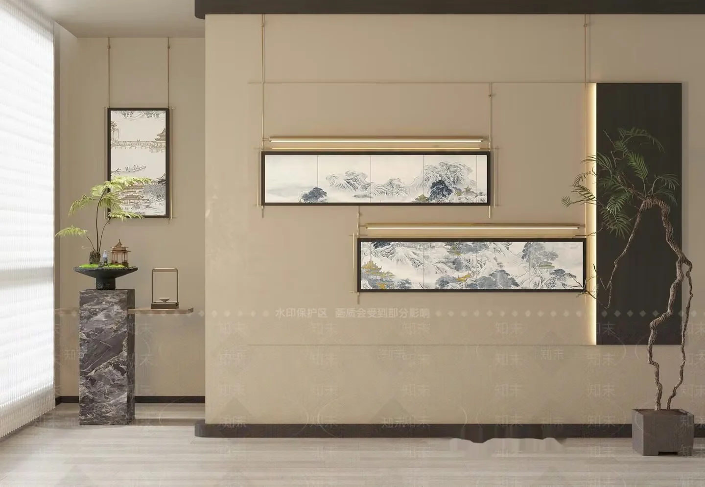 A Serene Asian-Inspired Room With A Minimalist Aesthetic 3D Model – 20418 – VRAY Render