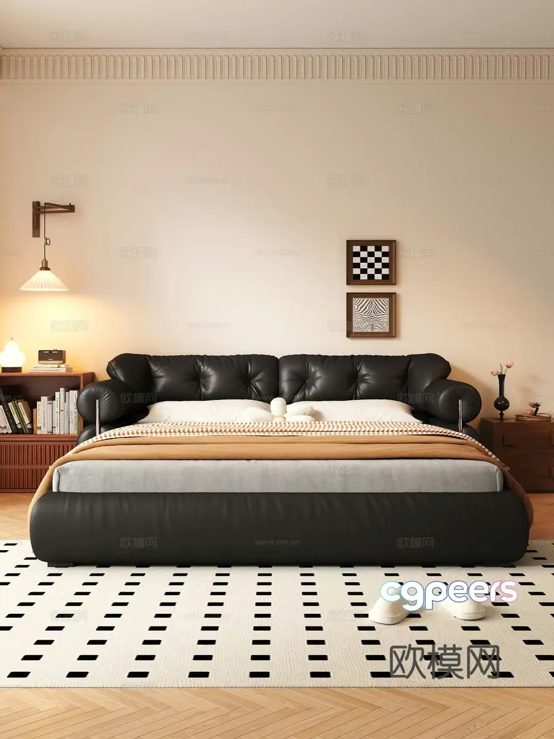 Middle-aged double bed 3D model