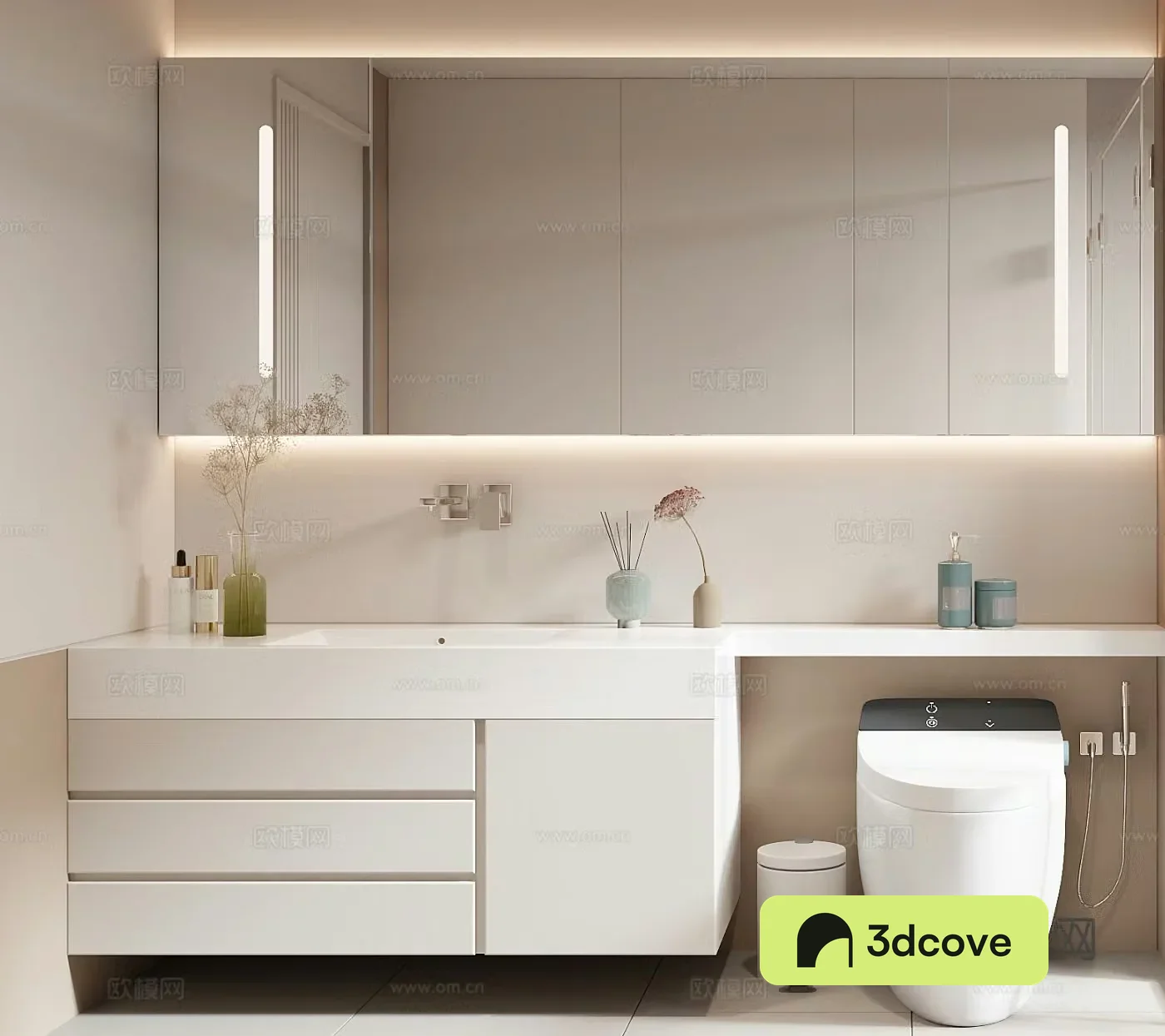 Creamy air bathroom cabinet