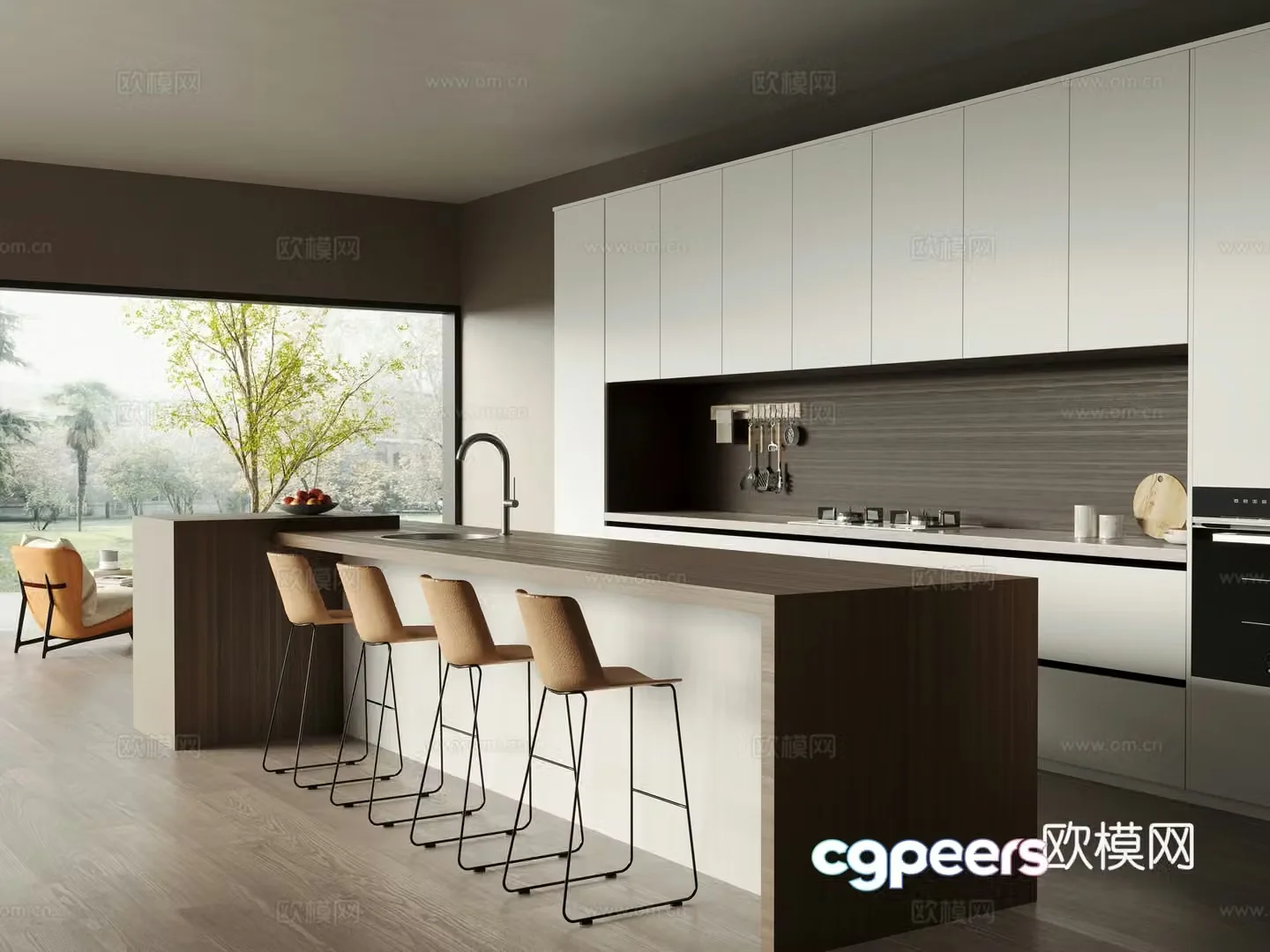 Italian premium open kitchen bar sink 3d model