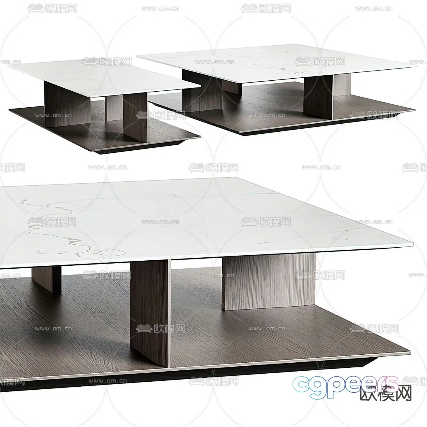 Modern coffee table square table 3d model