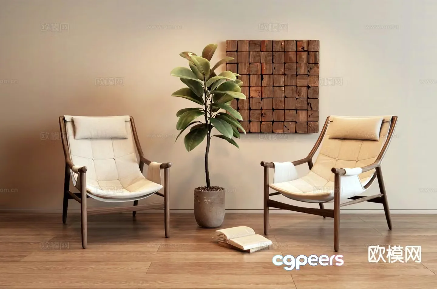 Wabi-sabi style lounge chair leisure chair armchair 3d model