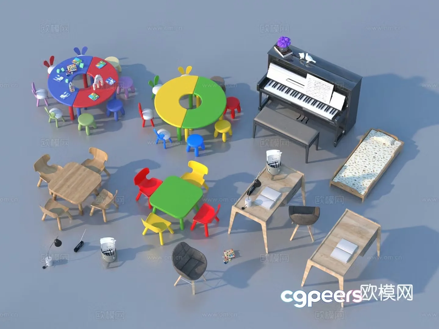 Cartoon toys children’s table and chairs toys table and chairs 3d model