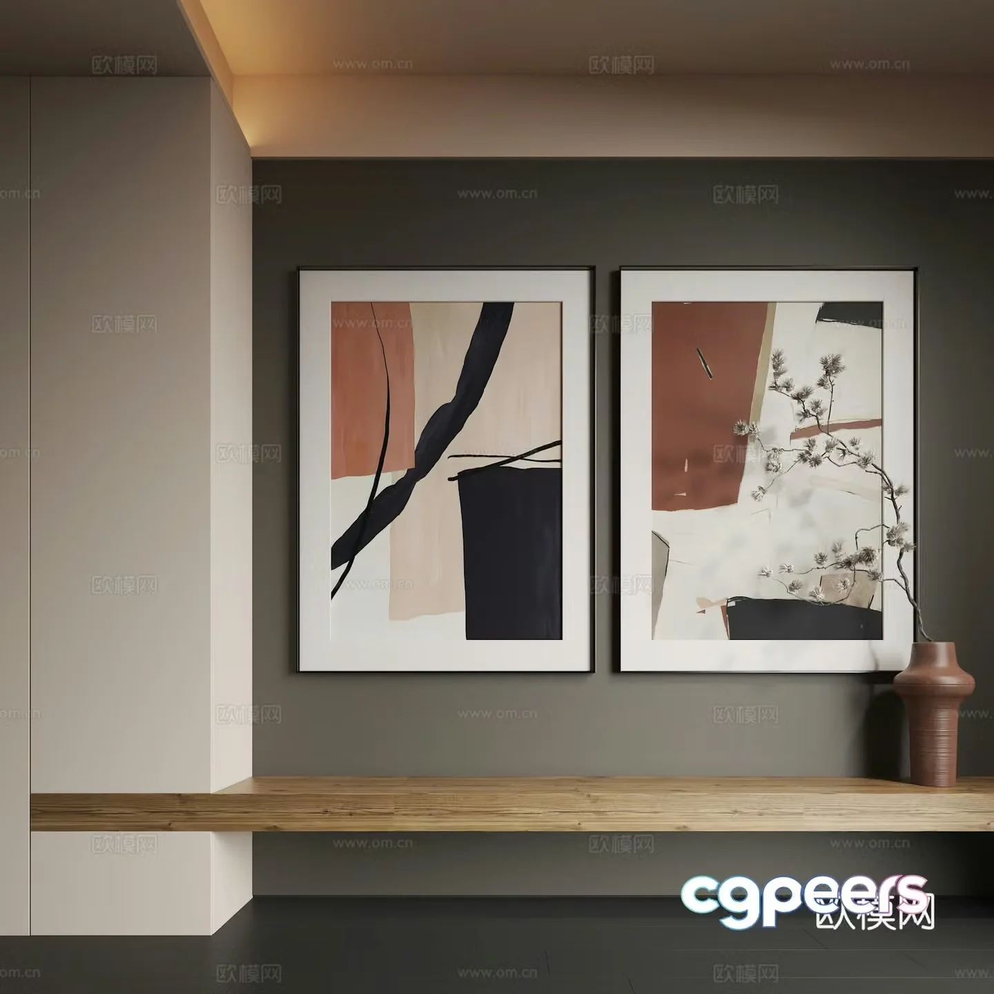 Modern hanging painting Modern abstract hanging painting Modern combination painting 3d model