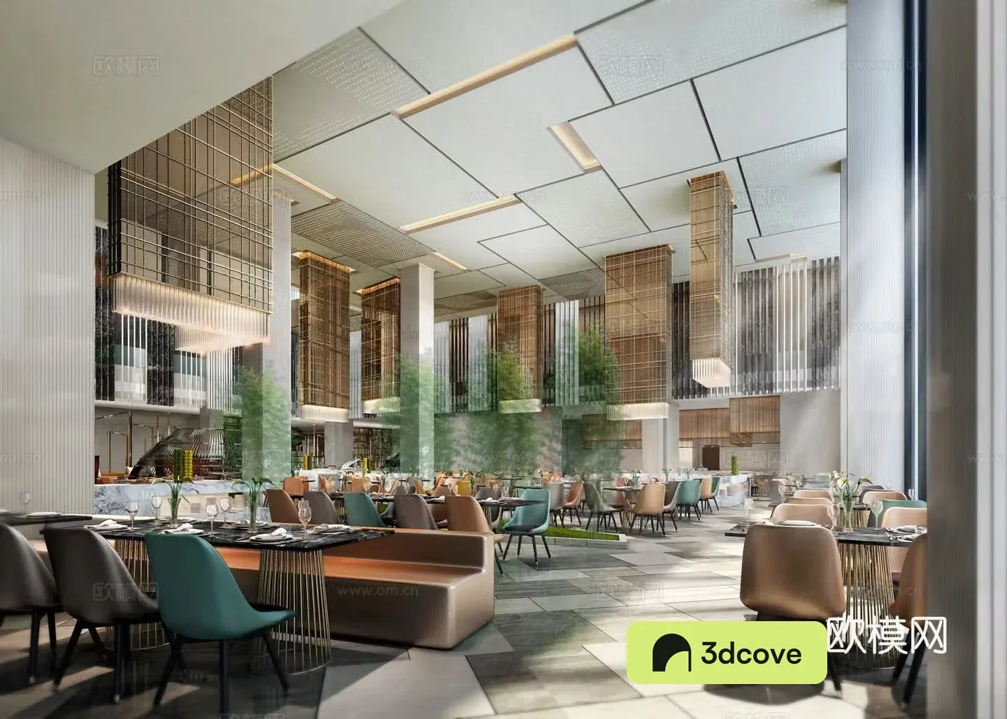 Modern hotel dining area cafeteria
