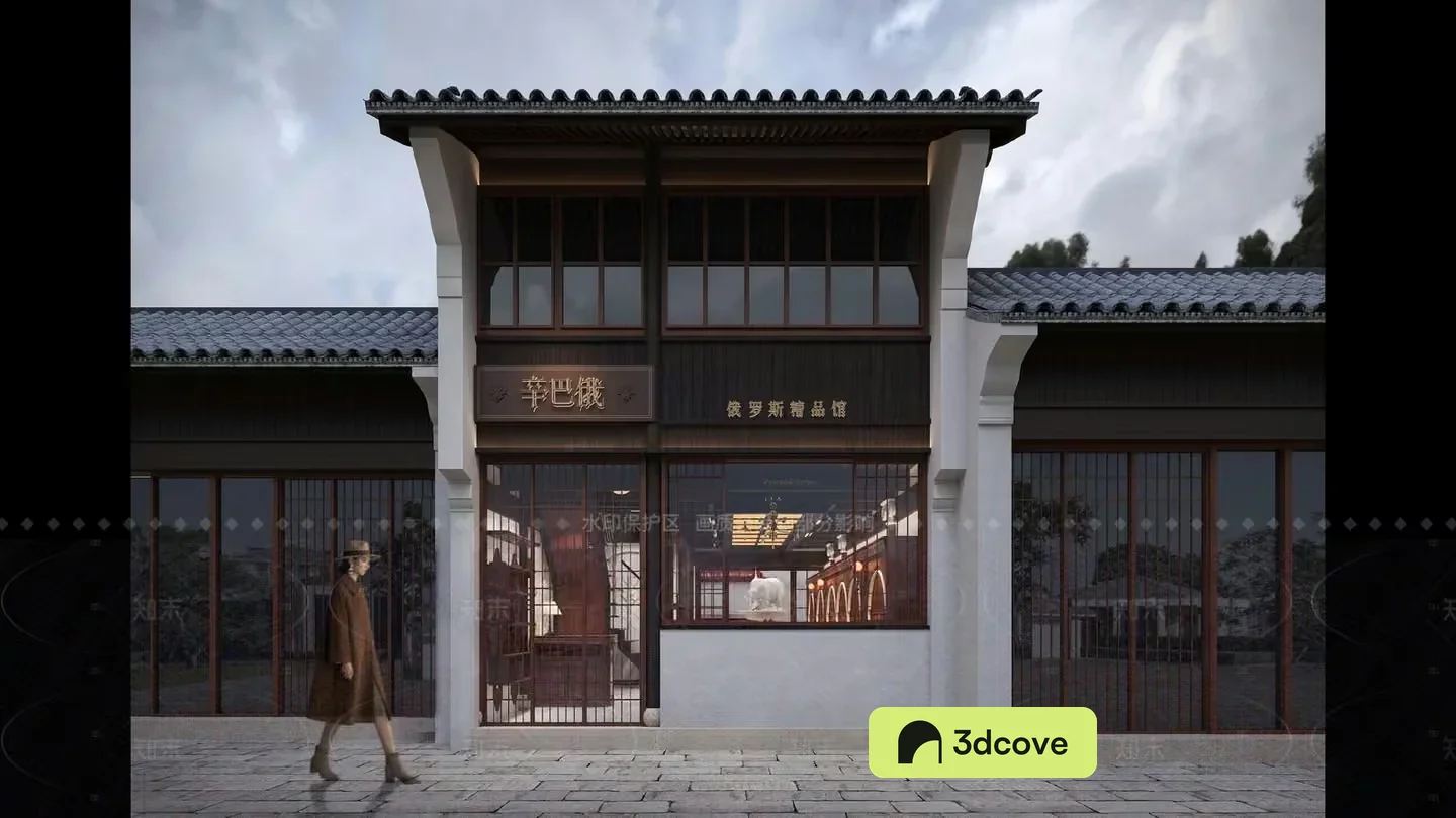 The Main Subject Is A Building With A Person Walking In Front Of It