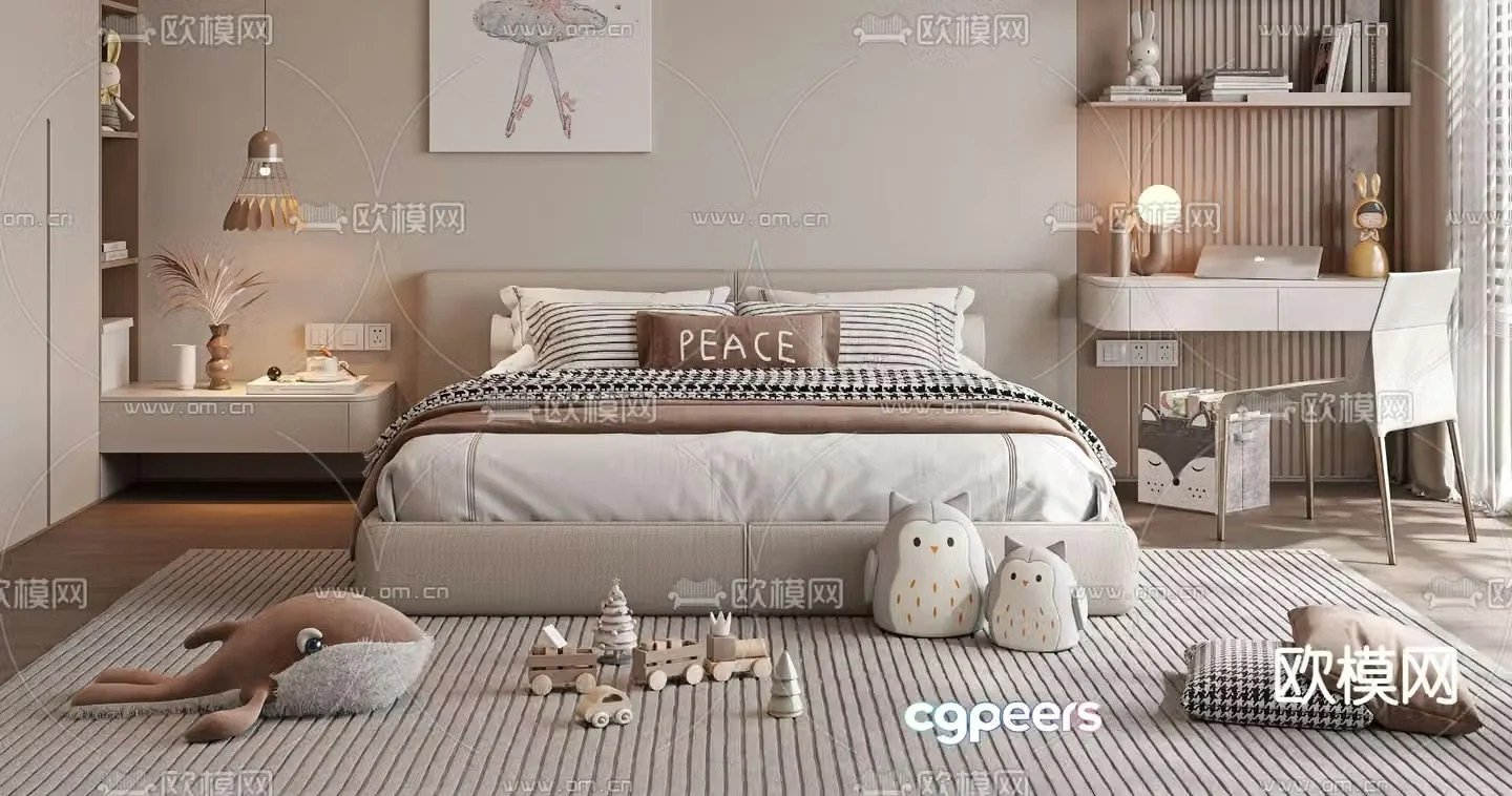 children’s bed child’s bed double bed 3d model