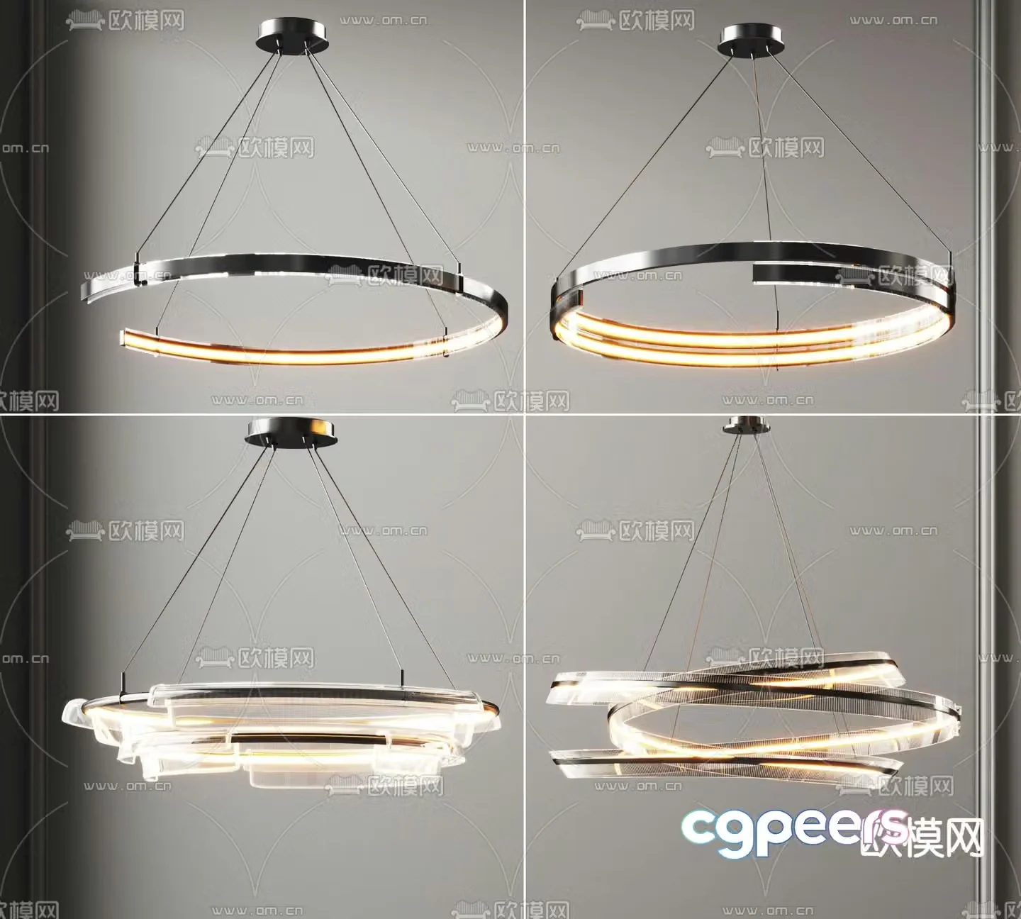 Light luxury chandelier ring chandelier 3d model